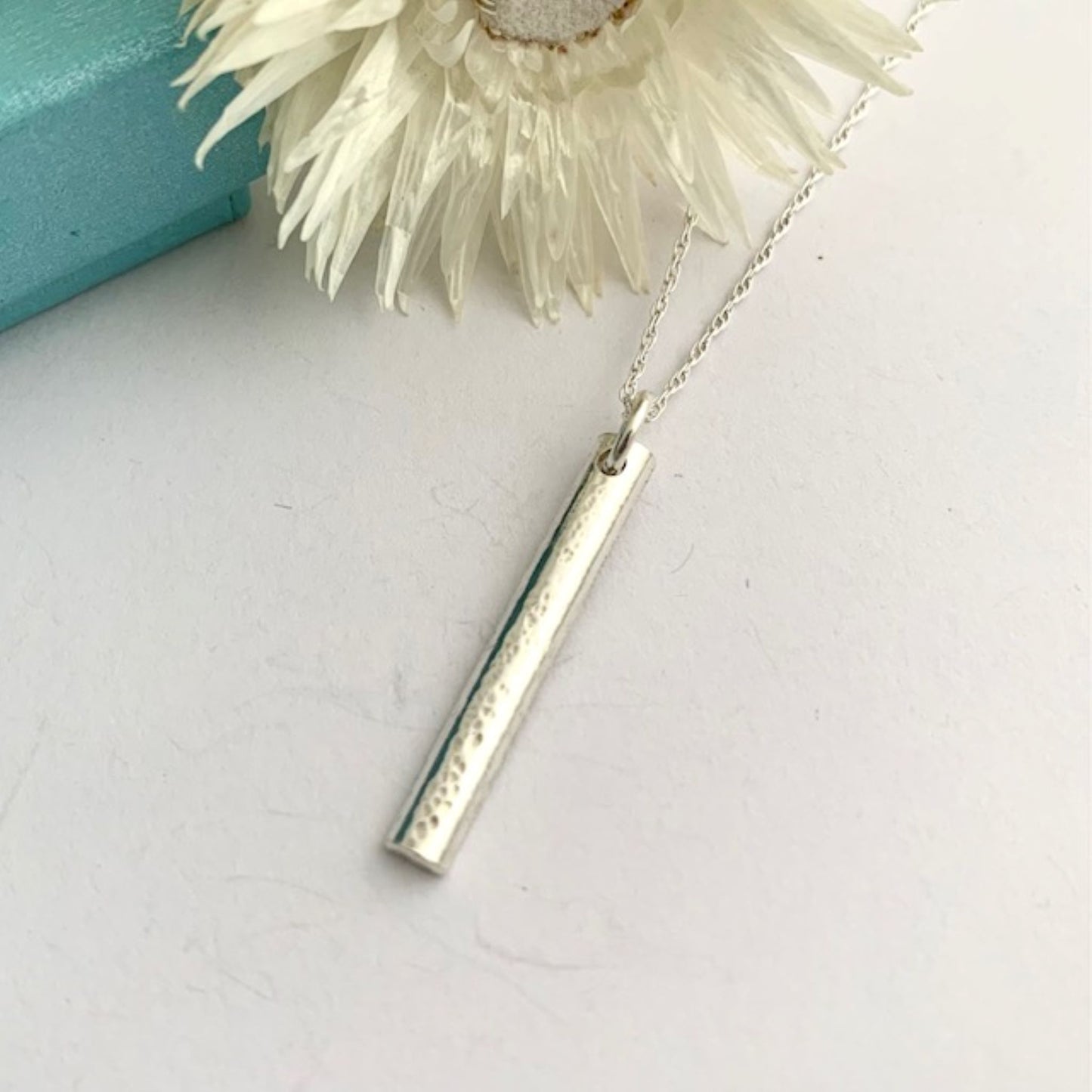 Hammered Silver Bar Necklace