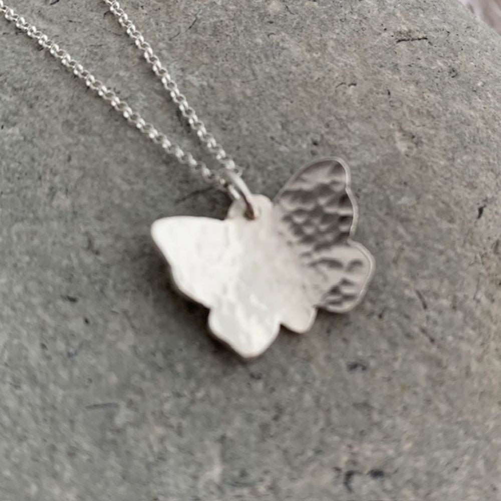 Hammered Sterling Silver 925 Butterfly Pendant
