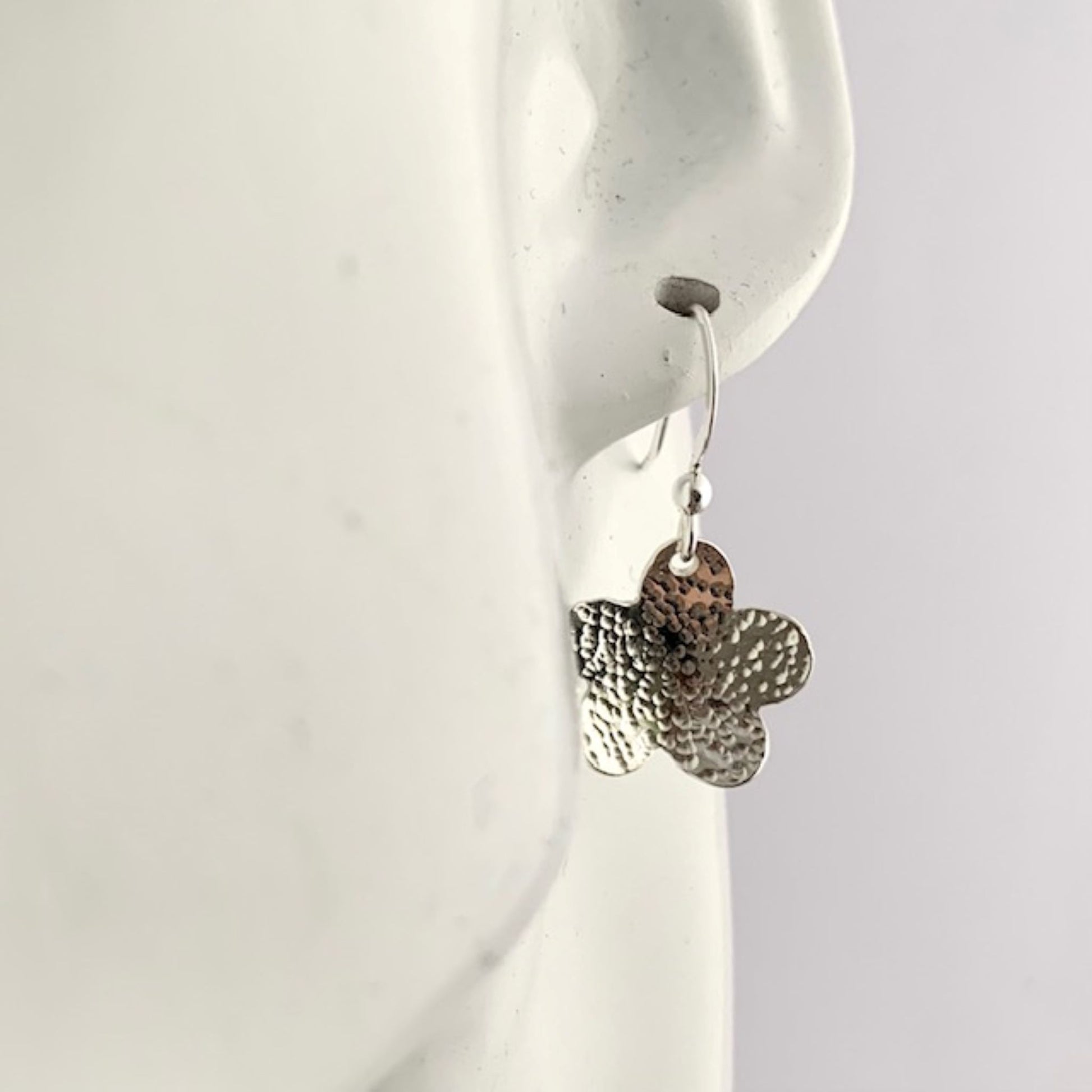 Hammered Sterling Silver Daisy Earrings