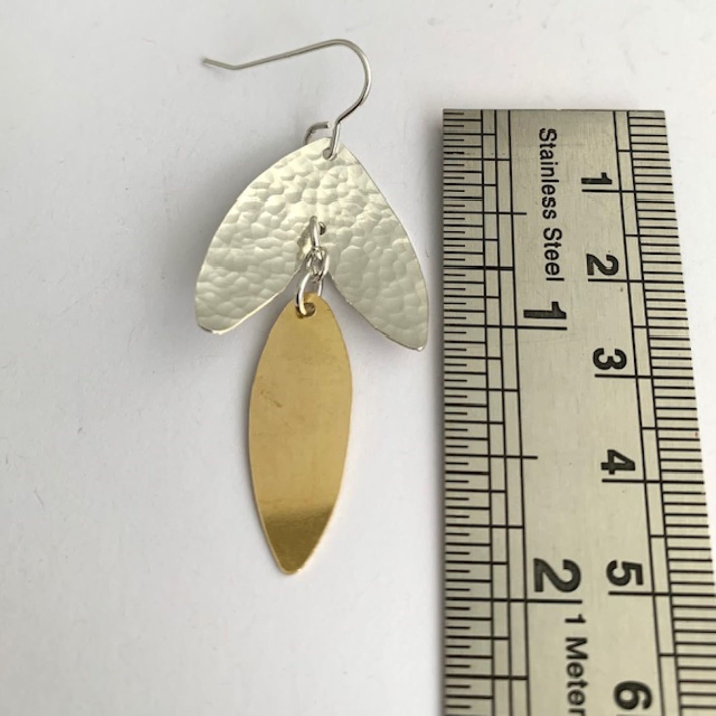 Hammered Sterling Silver Drop Flower Earrings