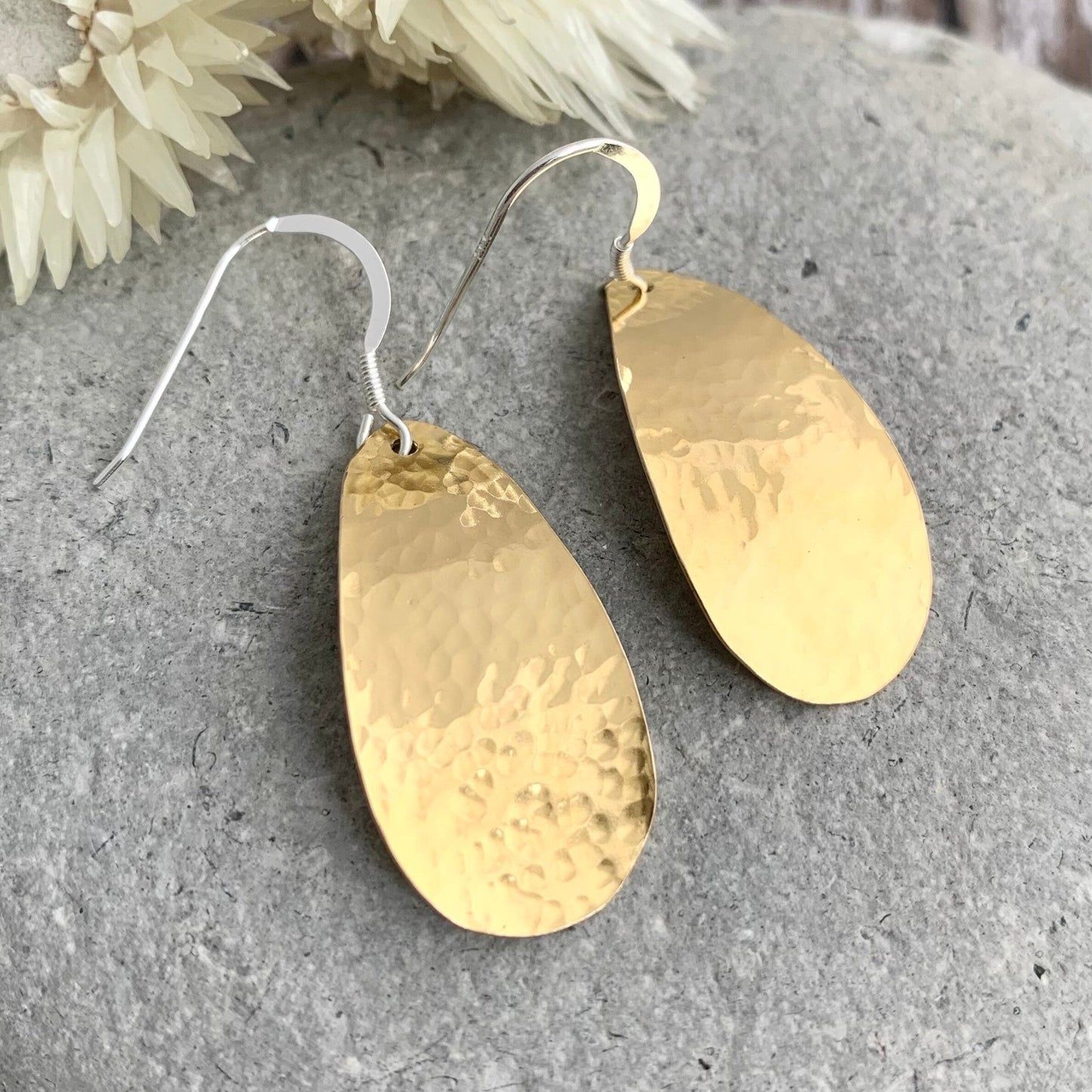 Hammered Brass Teardrop Earrings