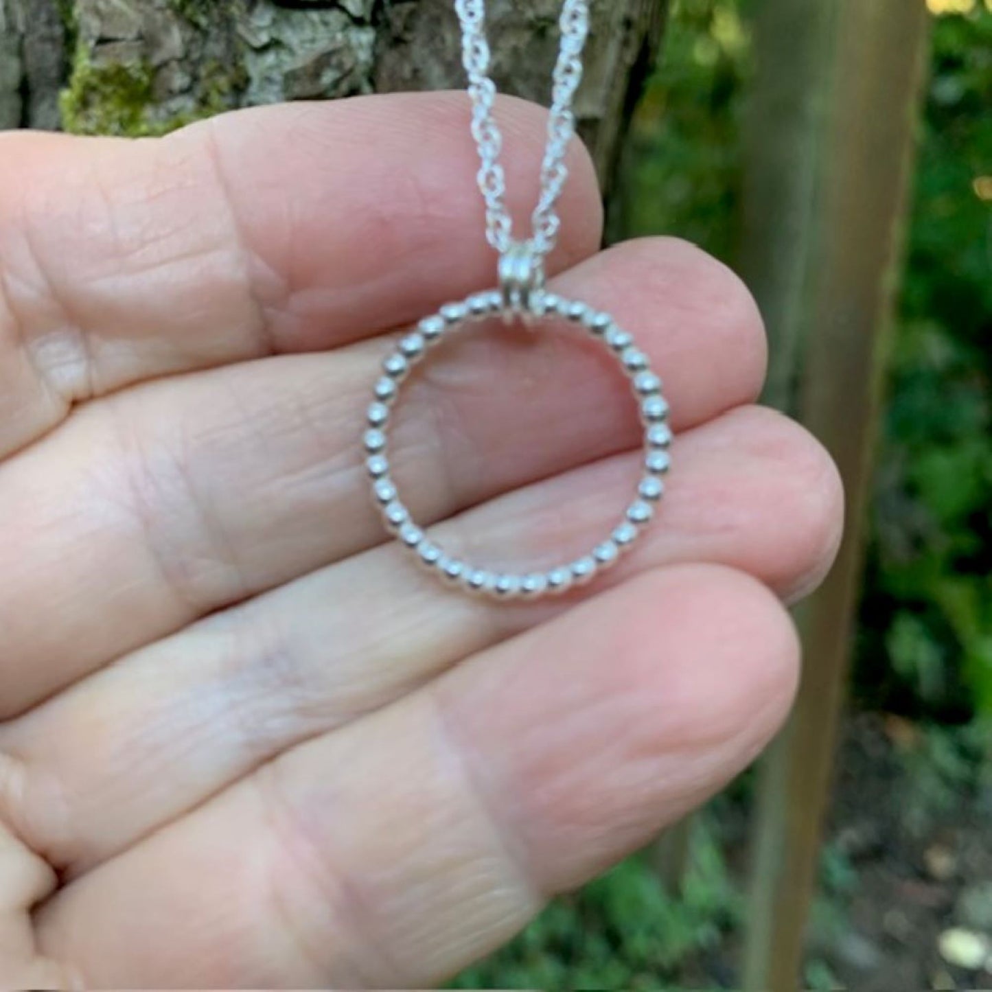 Infinity Sterling Silver Beaded Wire Pendant