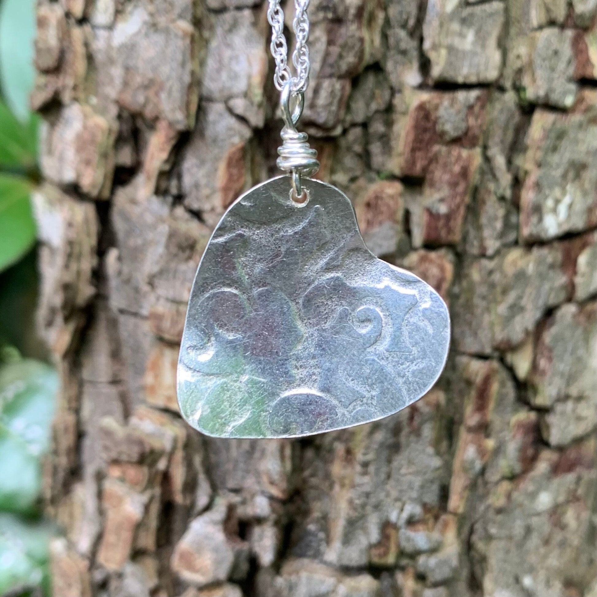 Lace Patterned Sterling Silver Heart Pendant