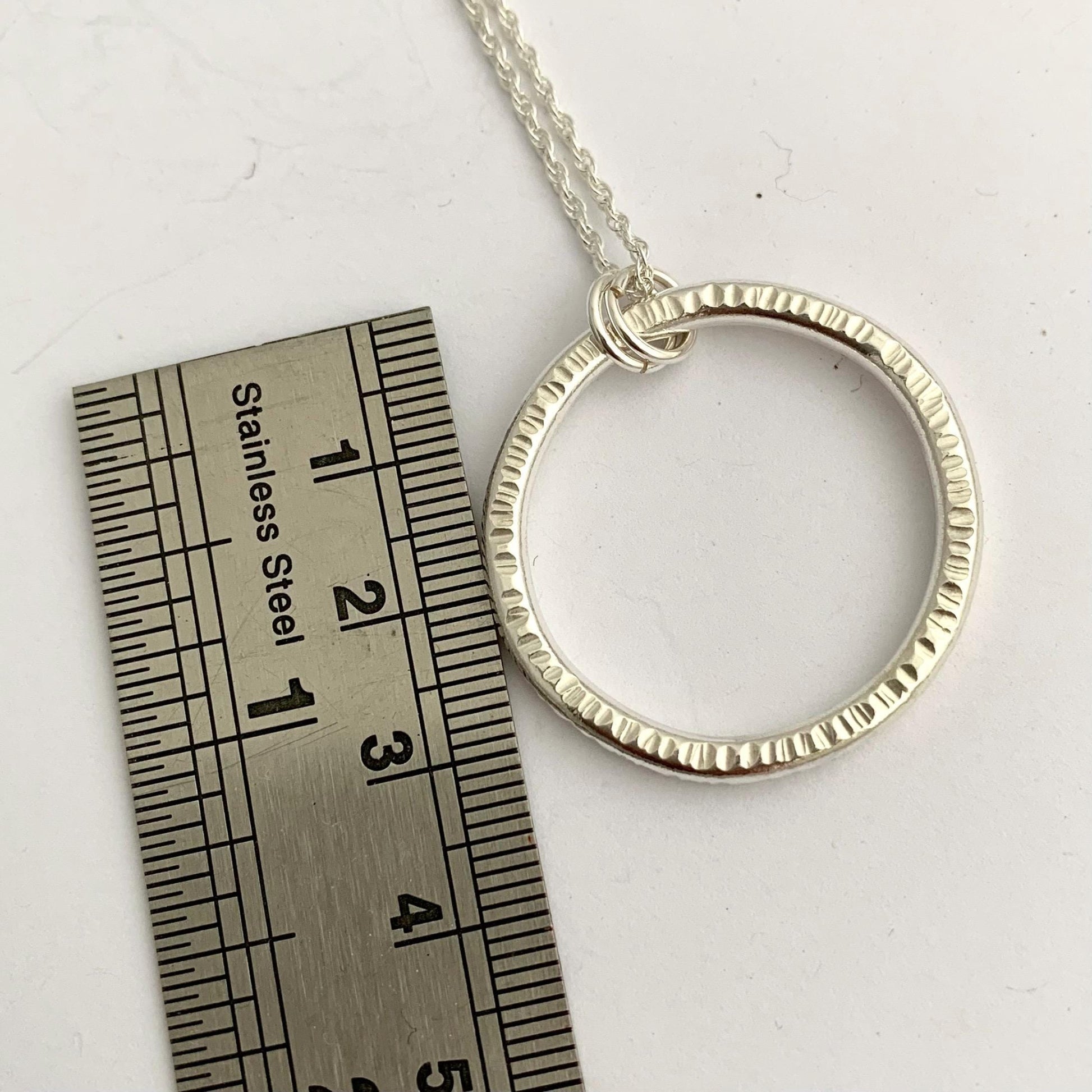 Large Rustic Hammered Sterling Silver Infinity Circle Pendant-4