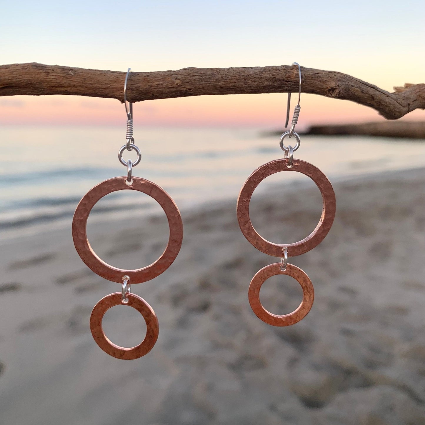 Large and Small Copper Hoop Earrings