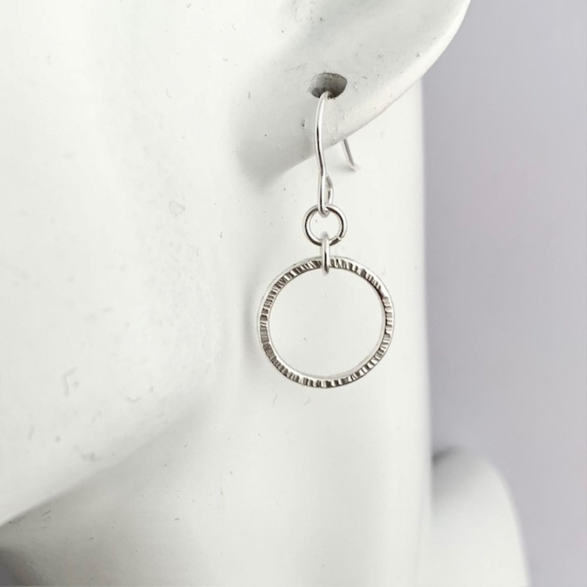 Line Hammered Sterling Silver Dangle Earrings