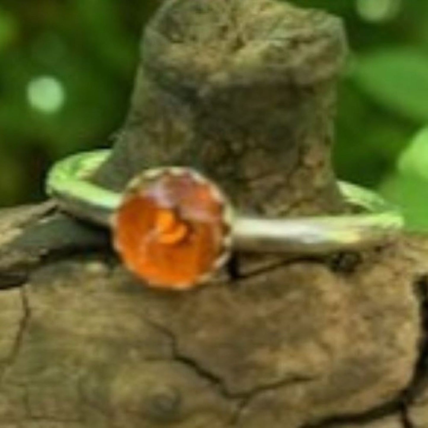Little Amber and Sterling Silver Stacking Ring