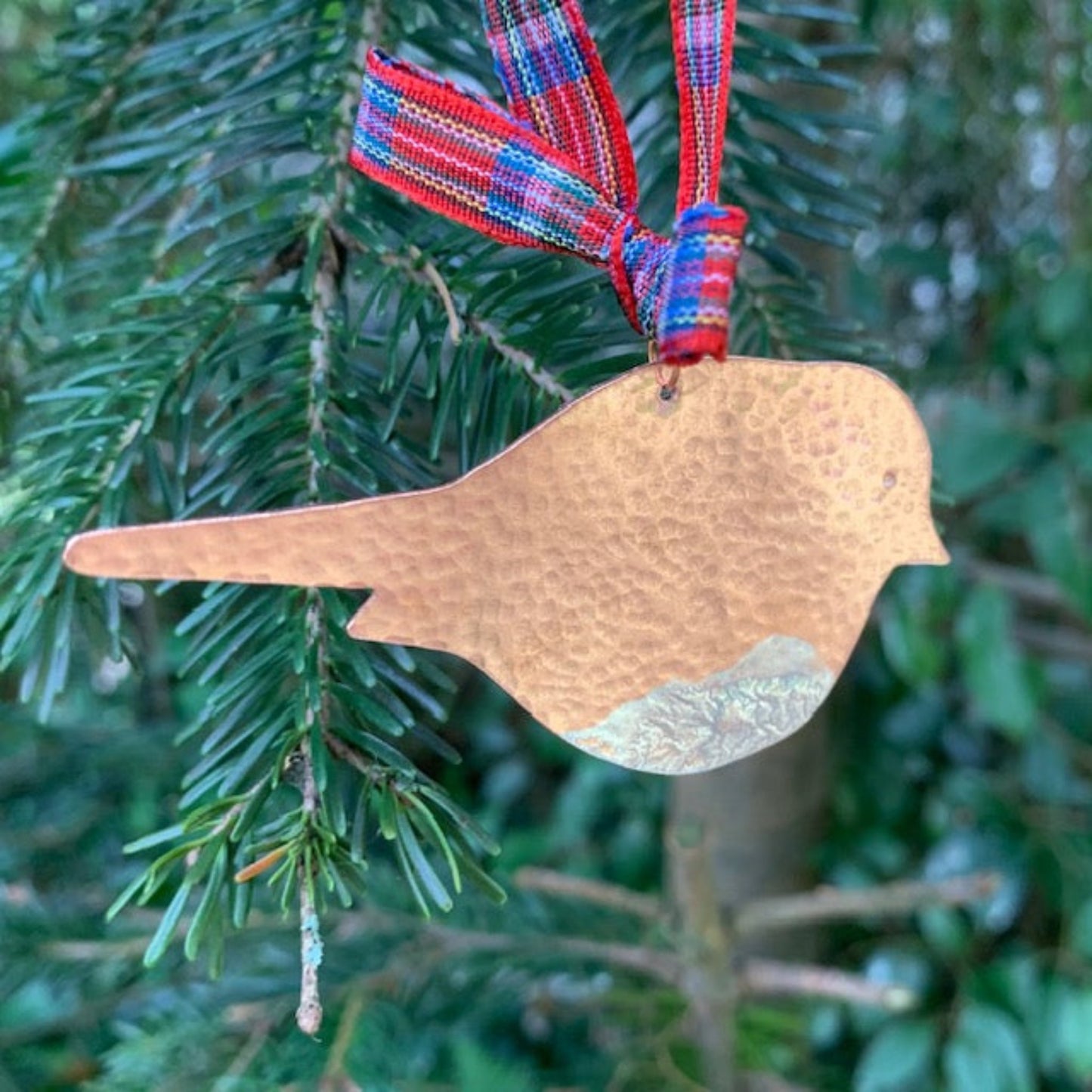 Little Copper Hammered Robin Christmas Tree Decor