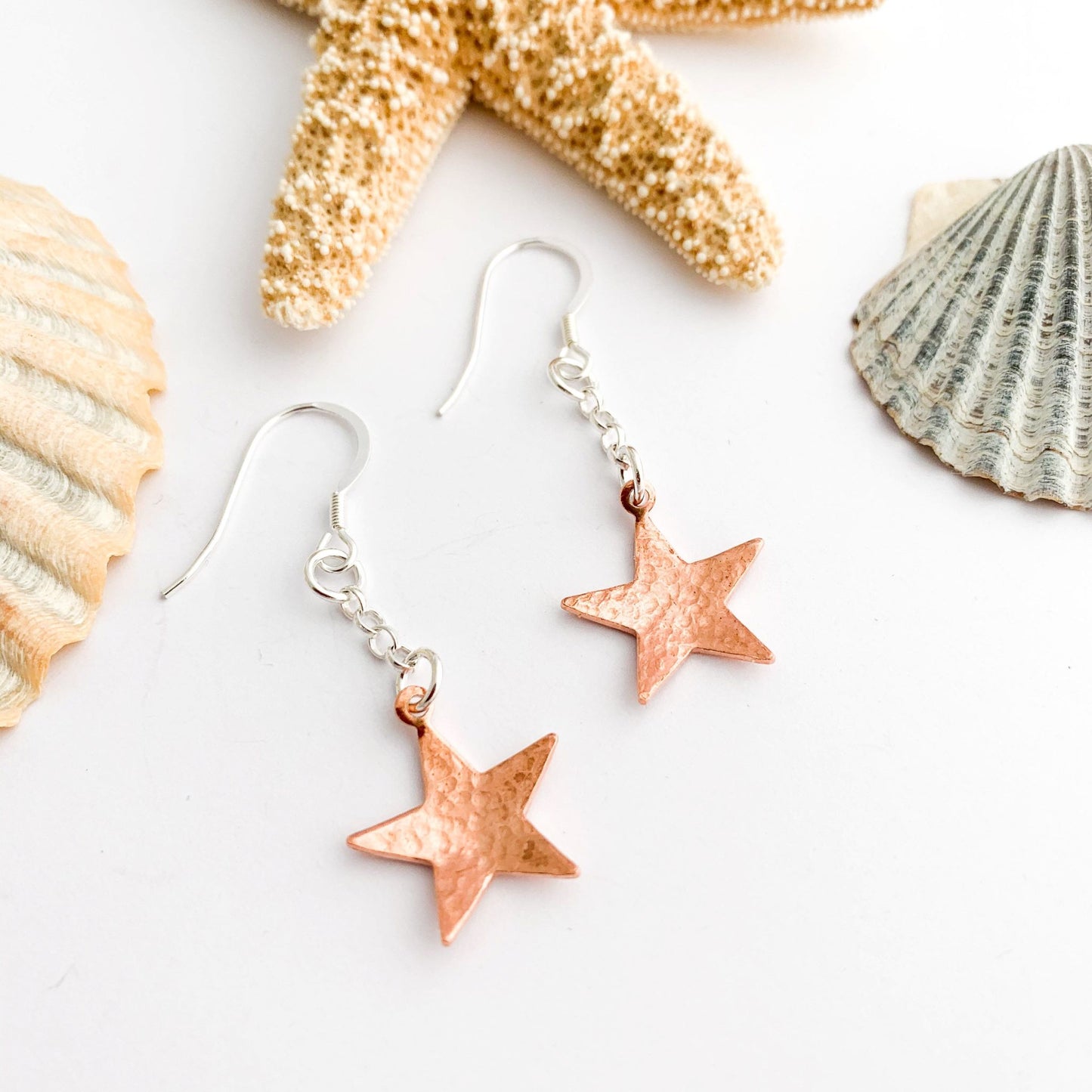 Little Copper Star Dangle Earrings