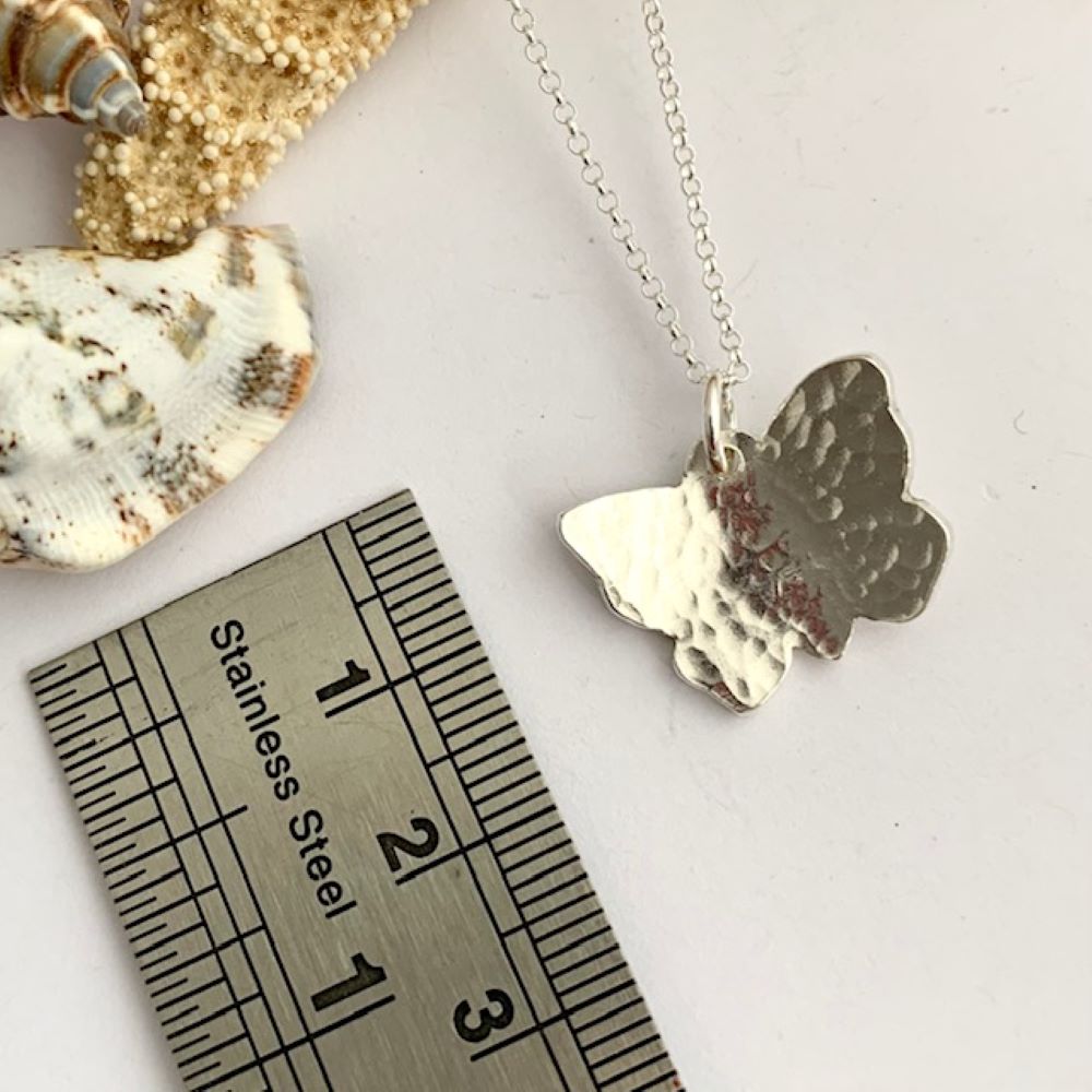 Little Hammered Sterling Silver 925 Butterfly Necklace
