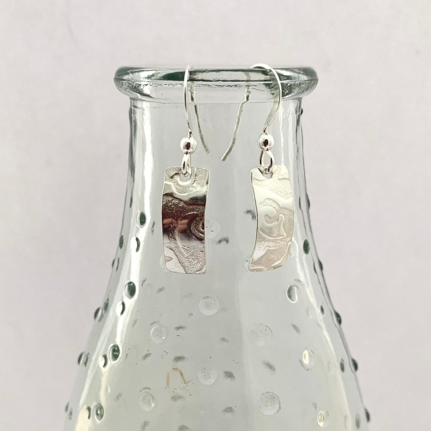 Little Sterling Silver Bar Earrings with Lace Design