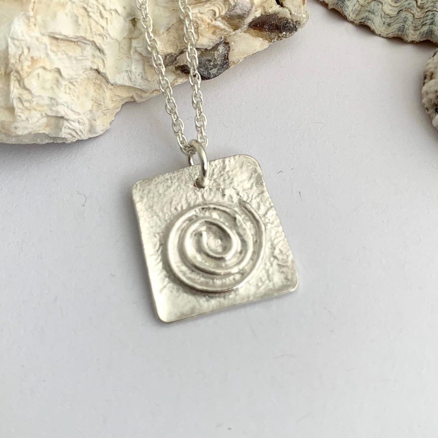 Little Sterling Silver Fused Square Spiral Necklace 2