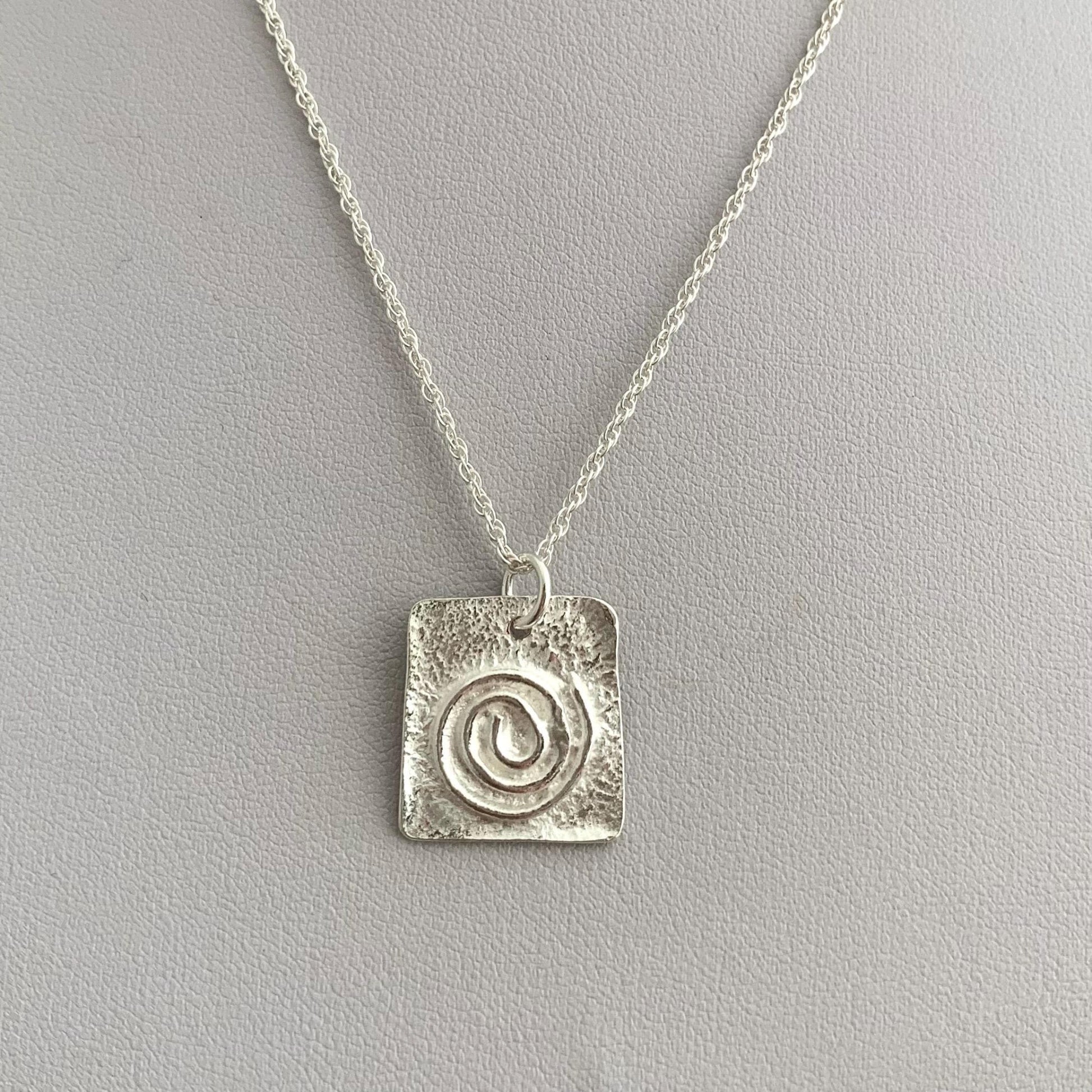 Little Sterling Silver Fused Square Spiral Necklace 3