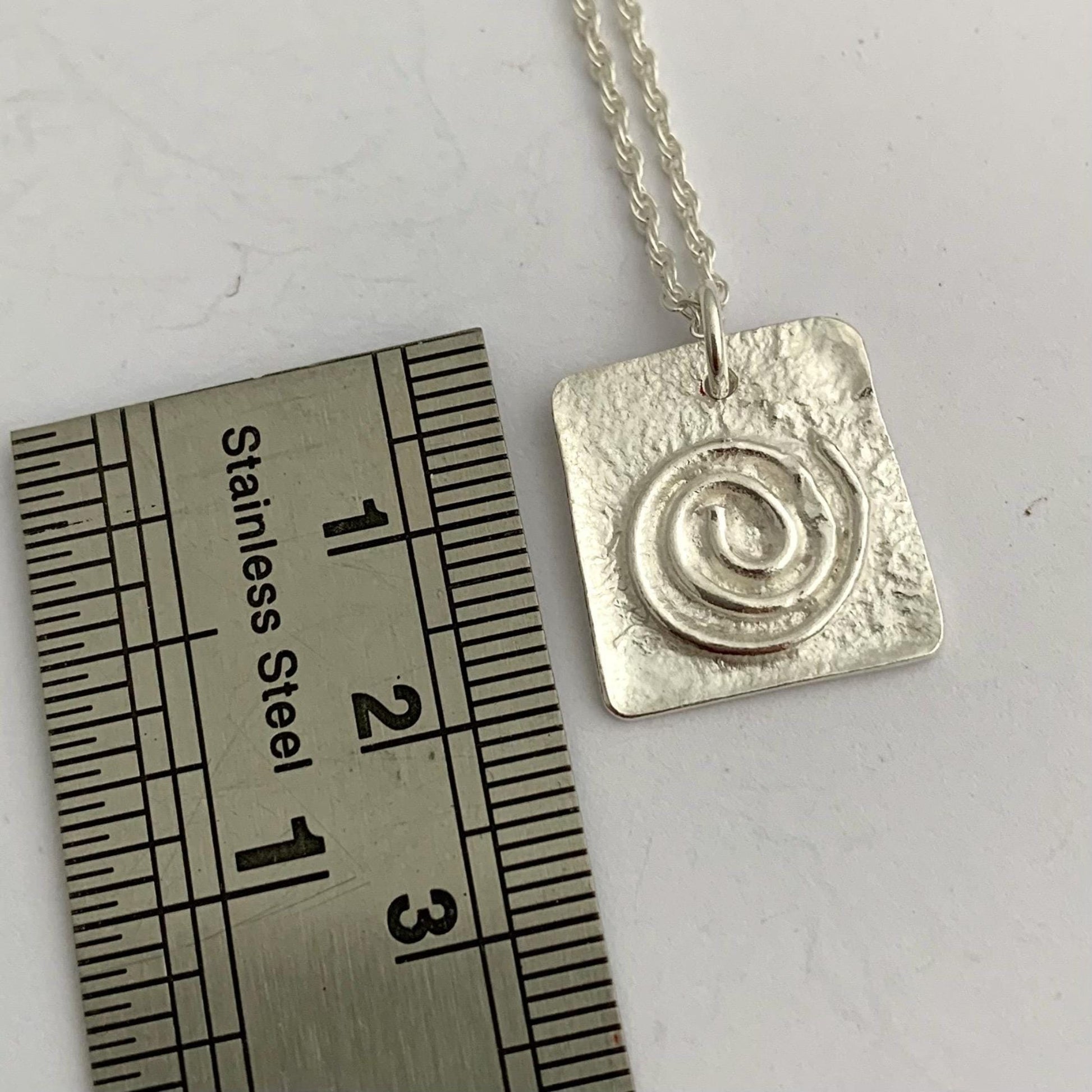 Little Sterling Silver Fused Square Spiral Necklace 4