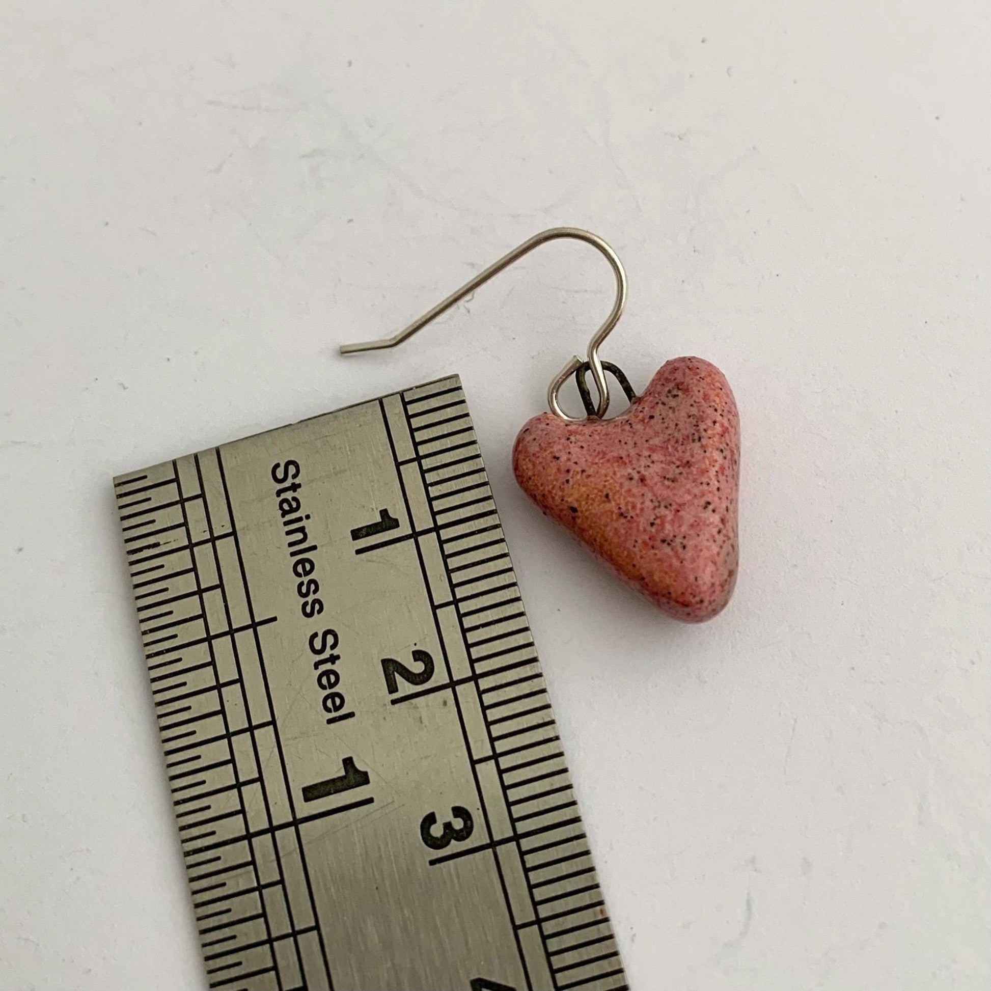 Pink Heart Ceramic Dangle Drop Earrings 4