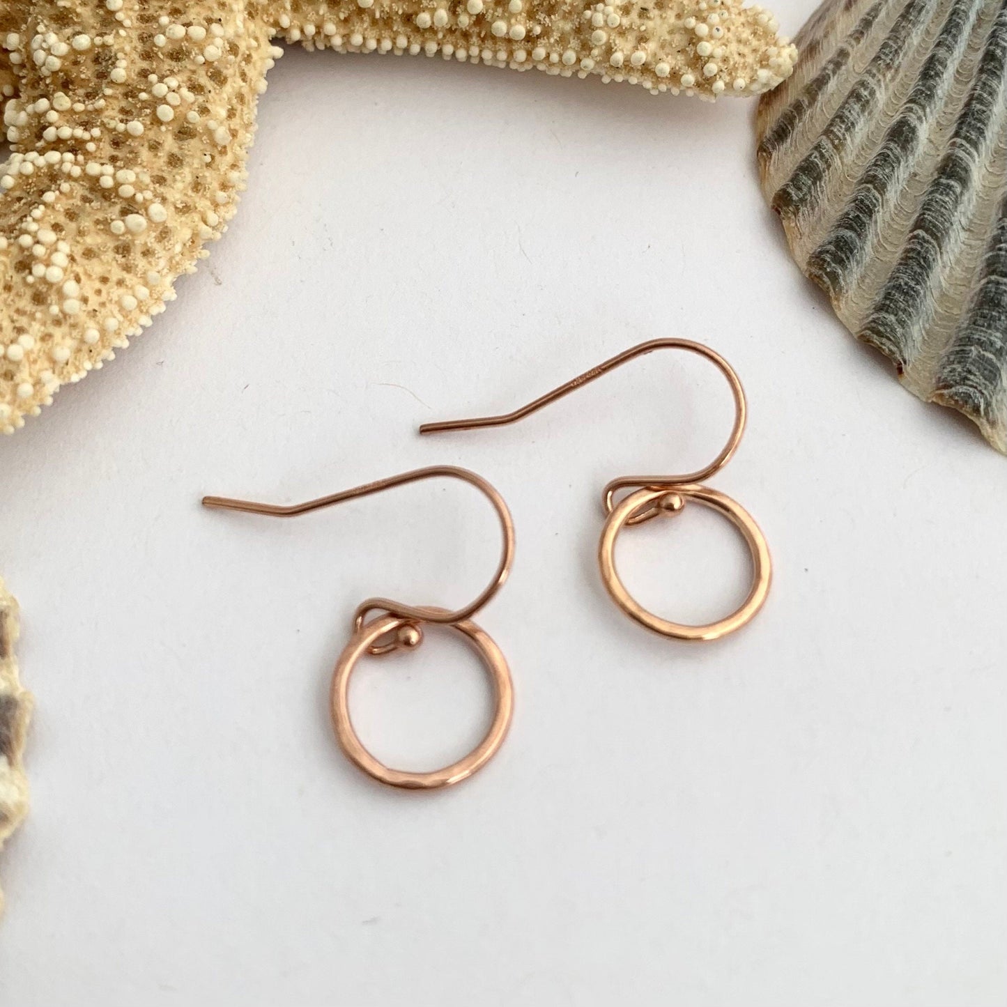 Little 18k Rose Gold Filled Wire Hoop Dangle Earrings-3