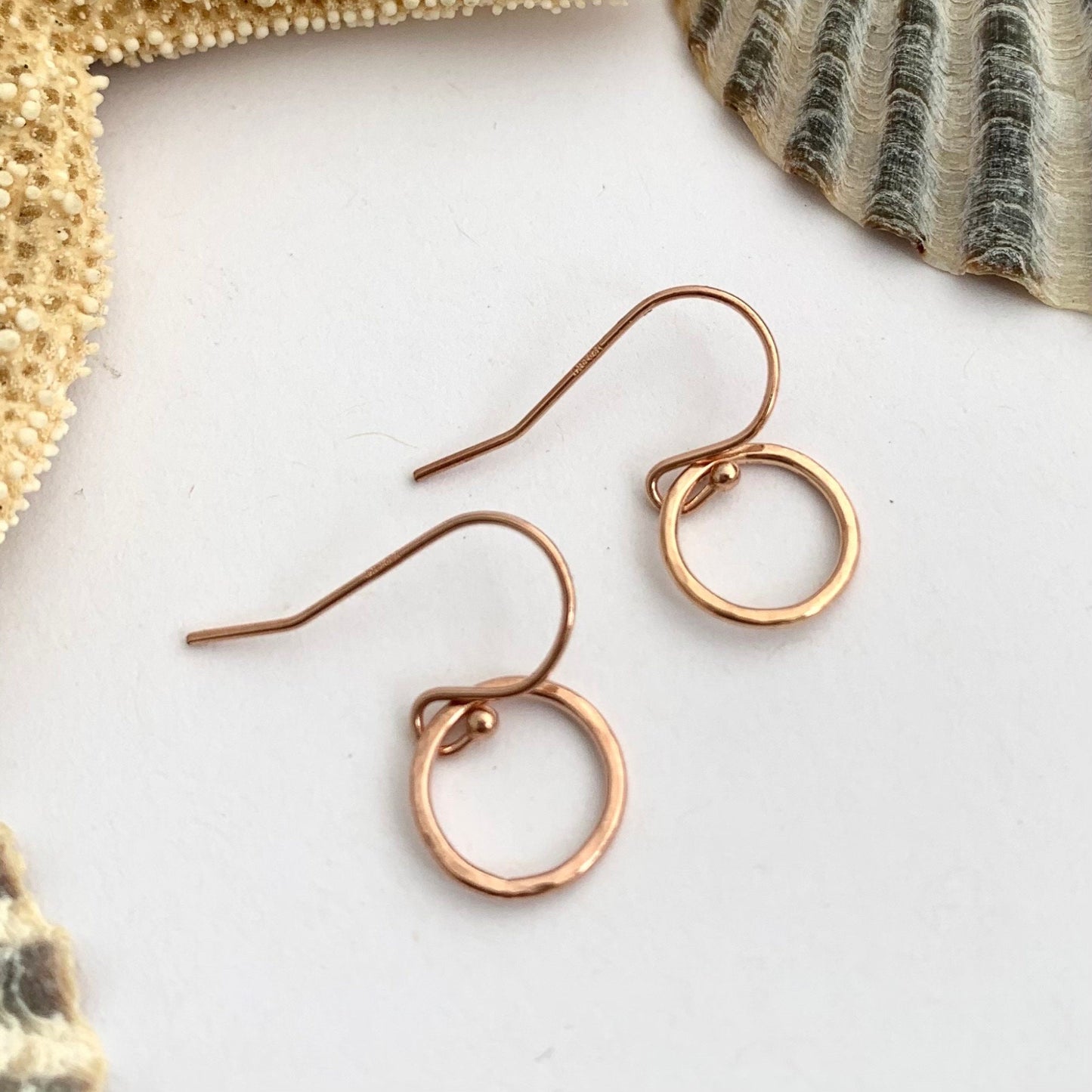 Little 18k Rose Gold Filled Wire Hoop Dangle Earrings-6