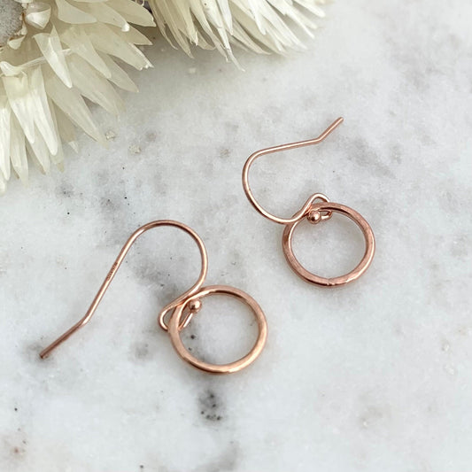 Little 14k Rose Gold Filled Wire Sterling Silver Hoop Earrings