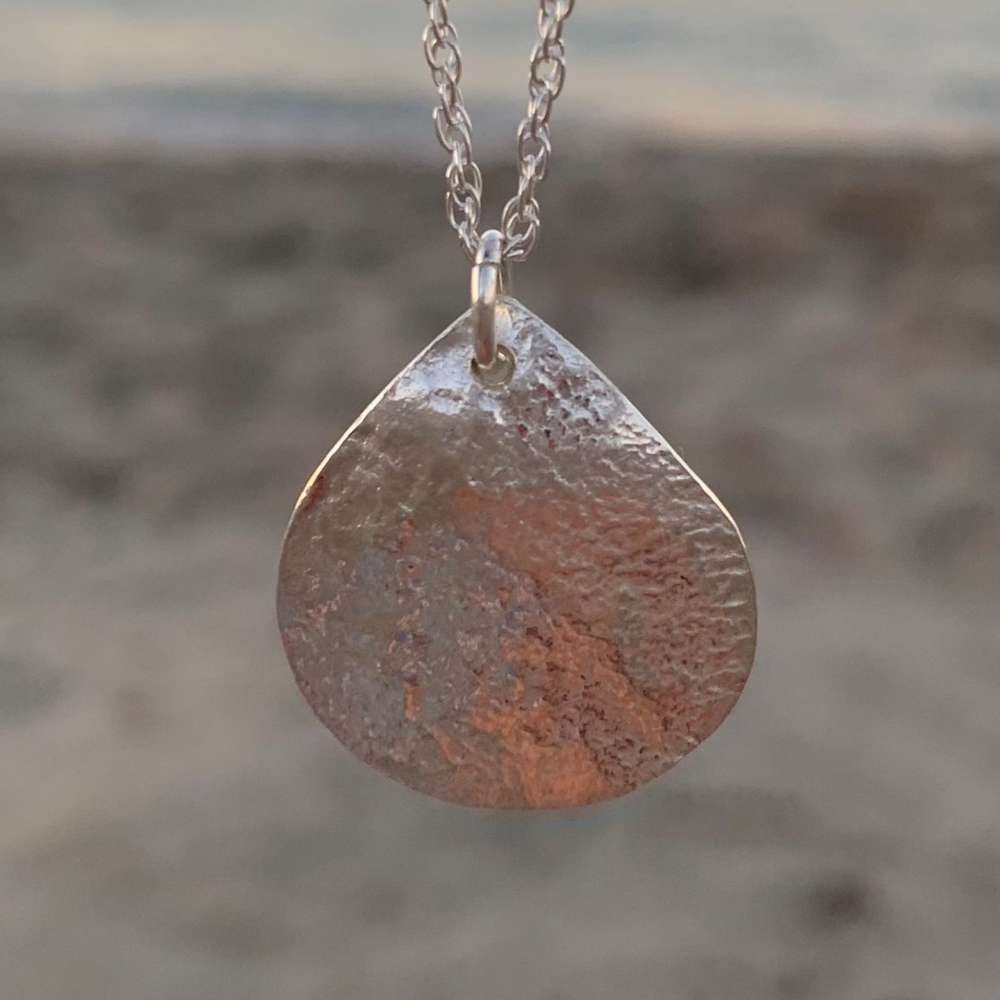 Patterned Sterling Silver Teardrop Necklace