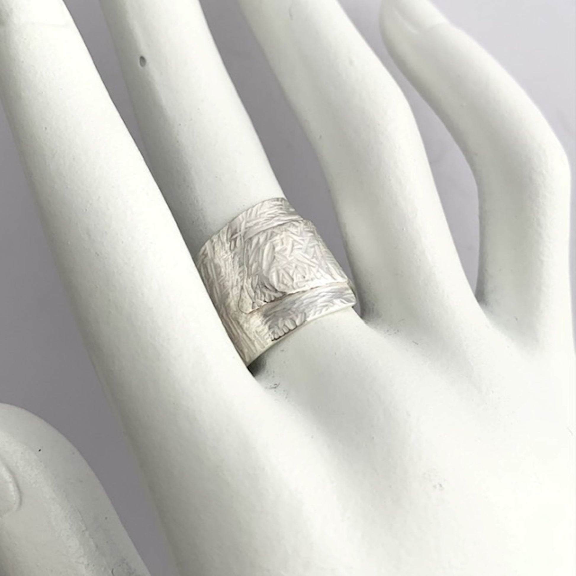 Patterned Sterling Silver Wide Ring