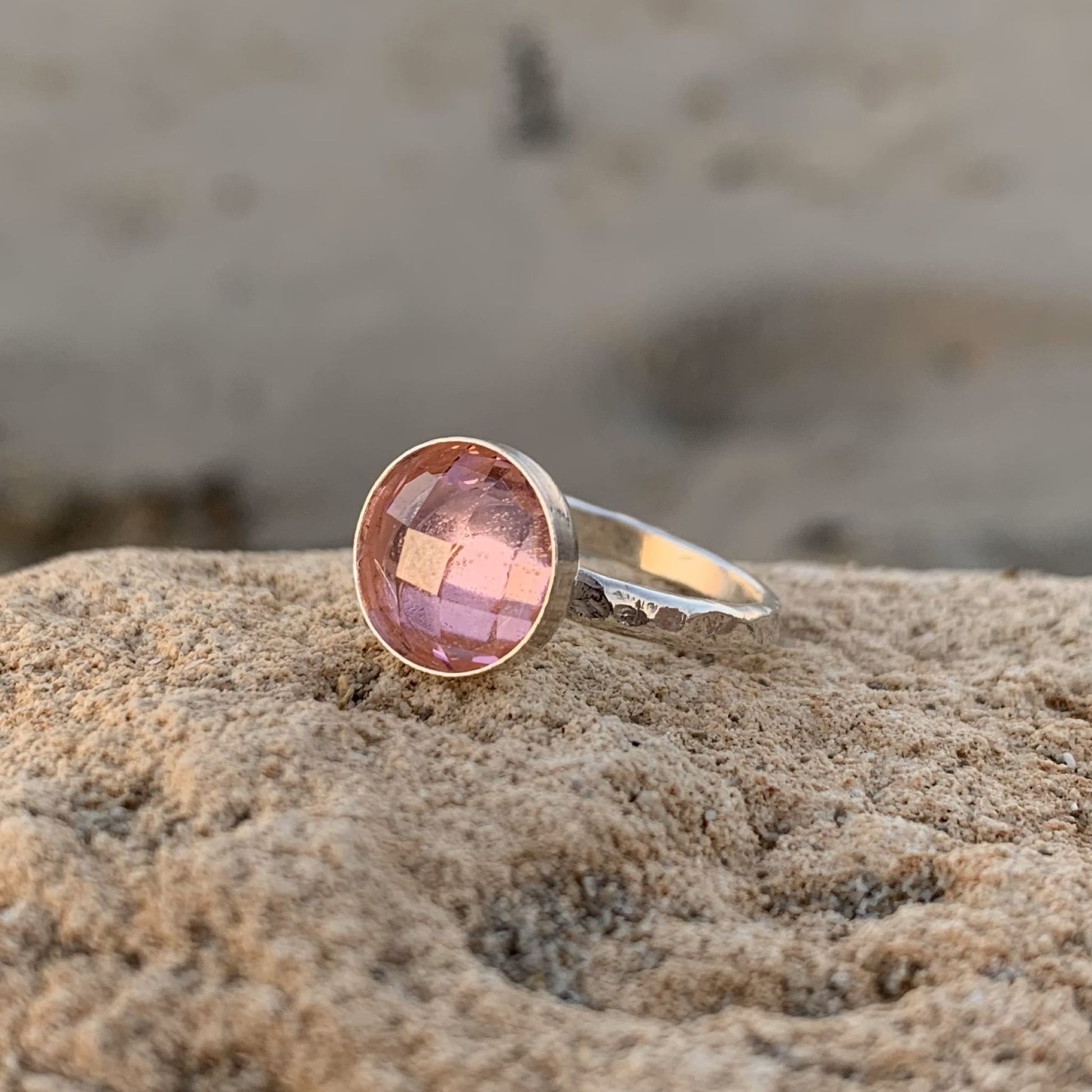 Pink CZ Sterling Silver Stacking Ring