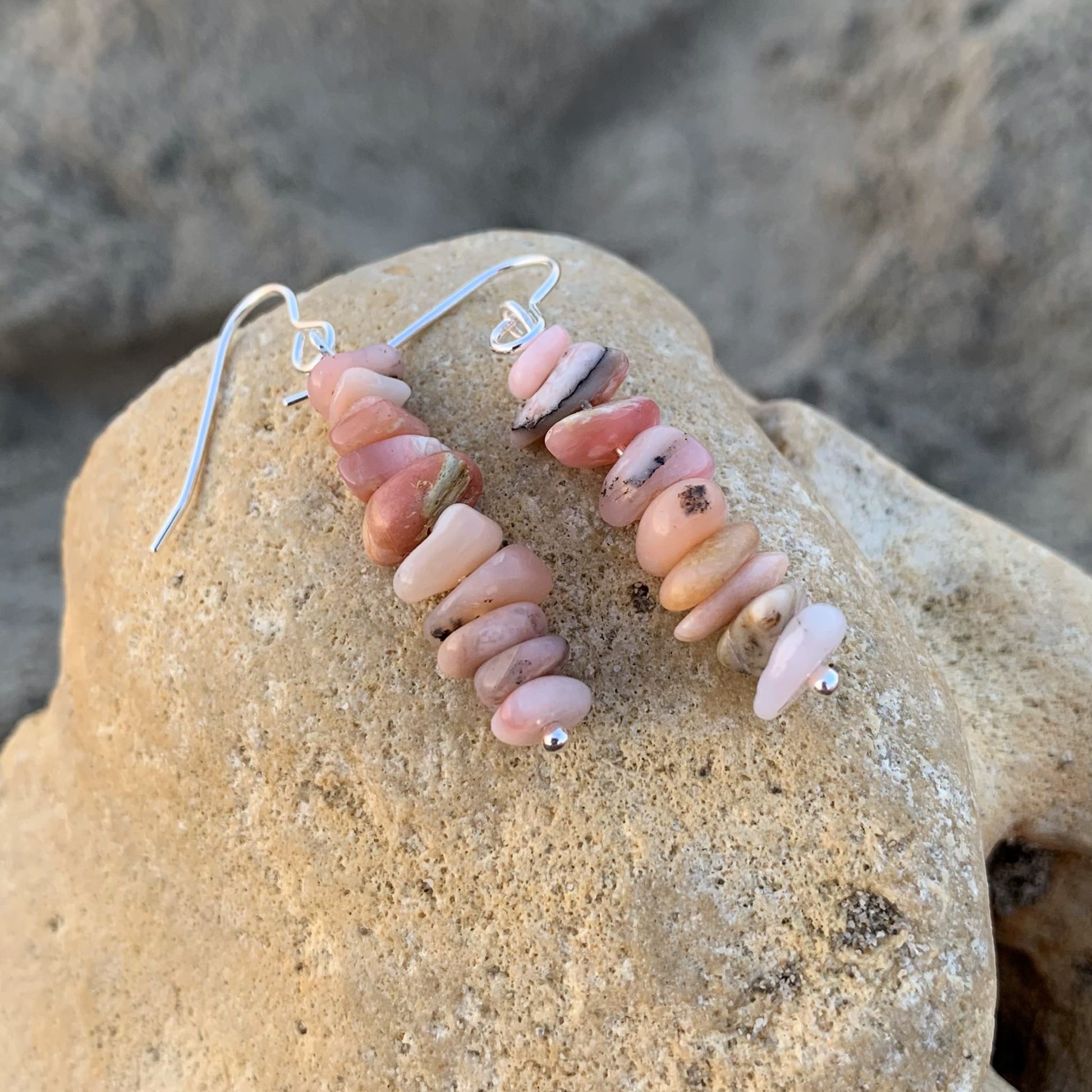 Pink Opal Gemstone Earrings