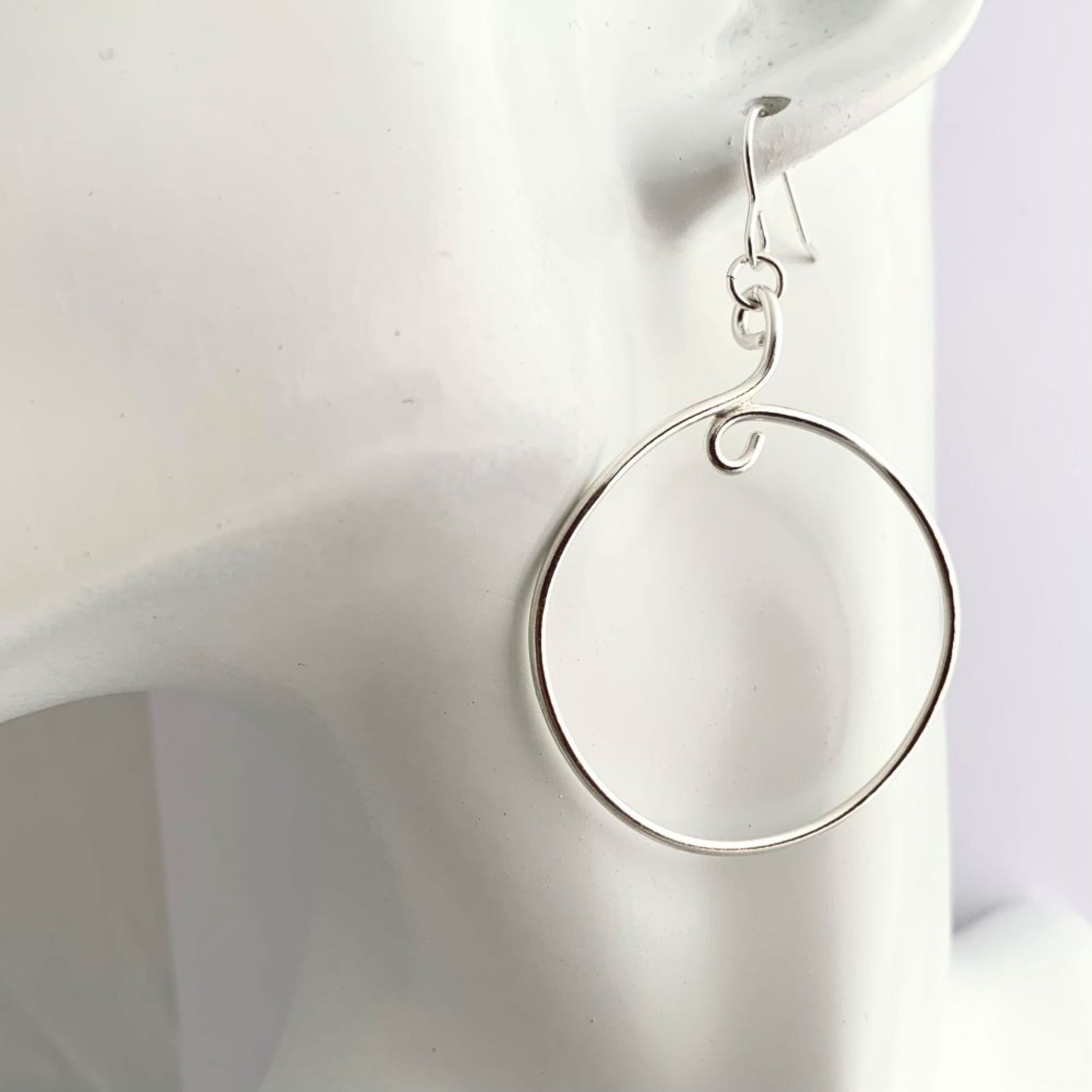 Plain Dangle Large Sterling Silver Hoop Earrings