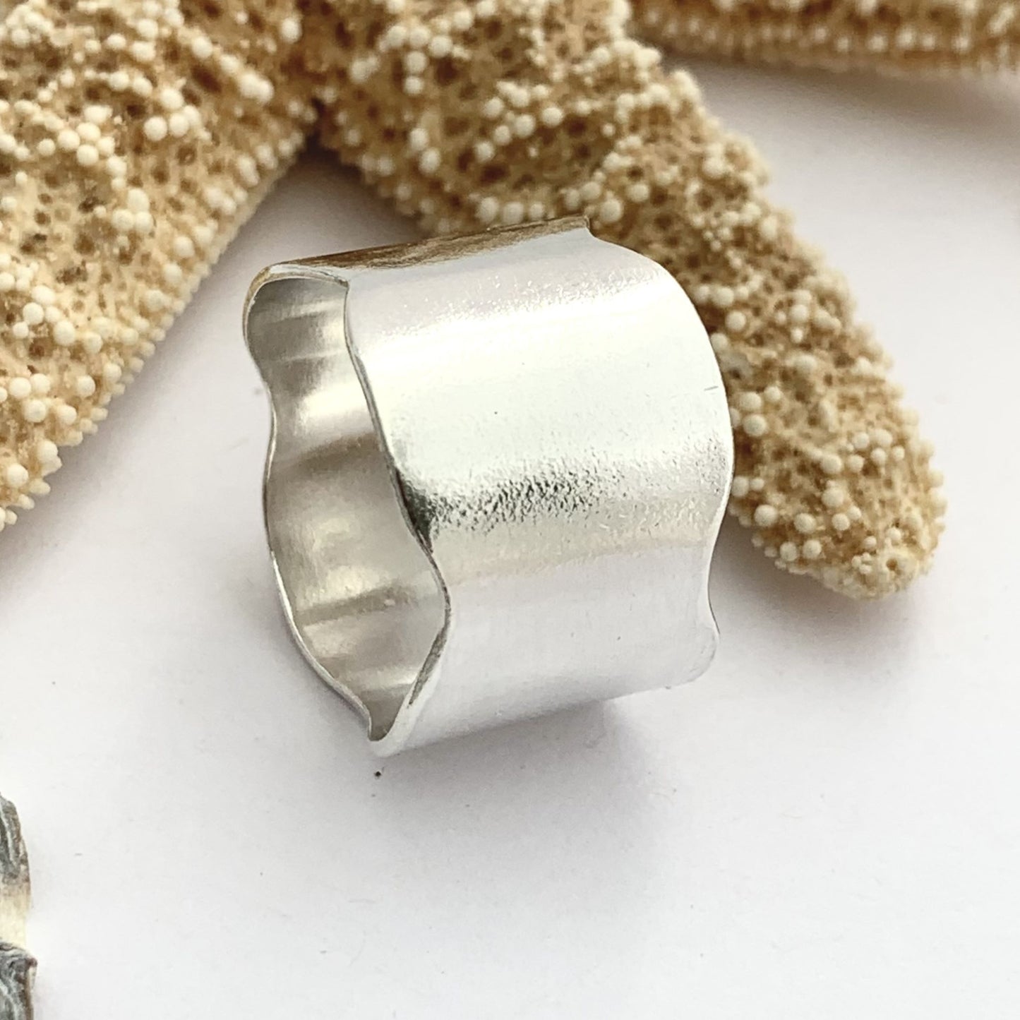 Plain Wave Edge 925 Sterling Silver Band