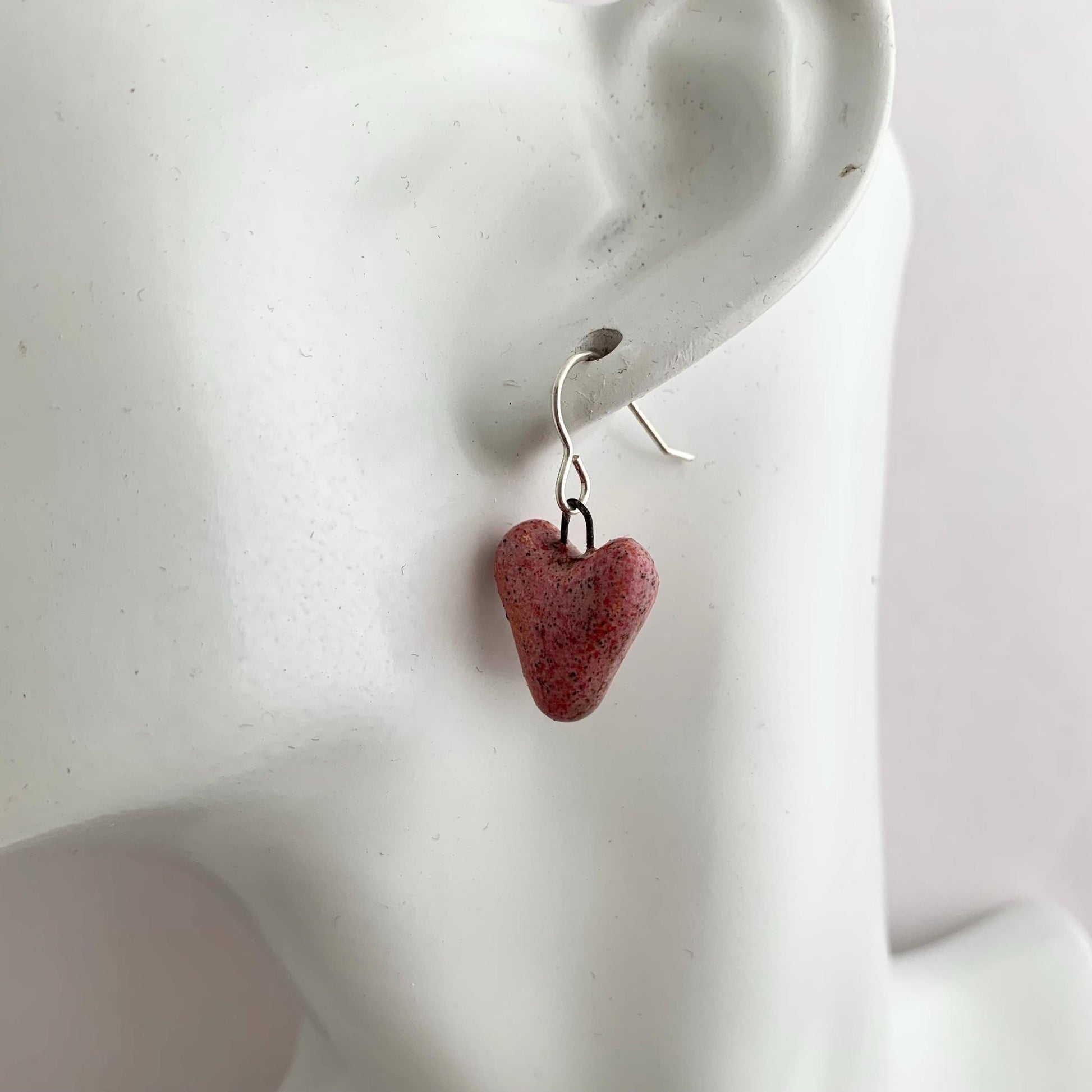 Pink Heart Ceramic Dangle Drop Earrings 3