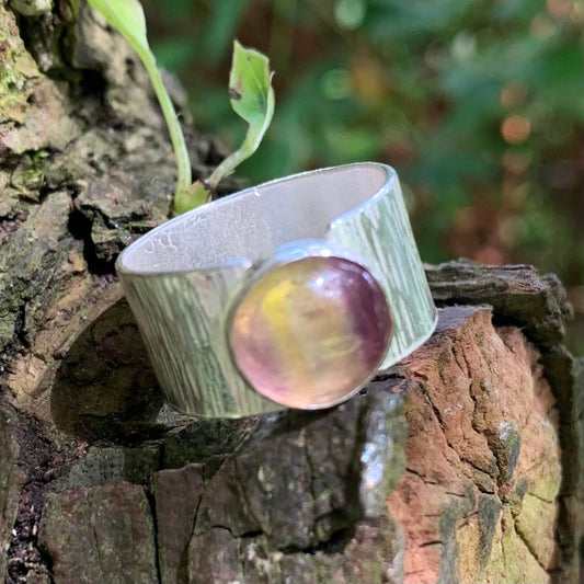 Rainbow Fluorite Gemstone Sterling Silver Ring 1