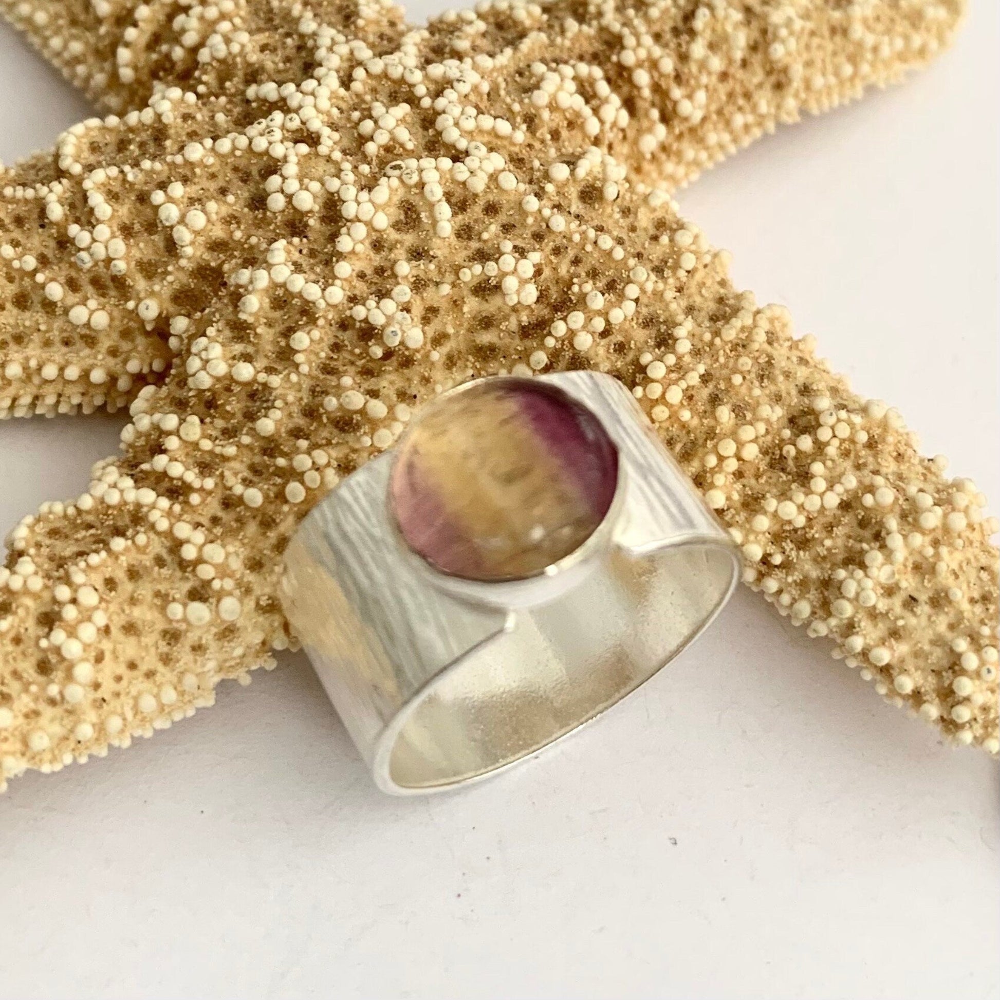 Rainbow Fluorite Gemstone Sterling Silver Ring 10