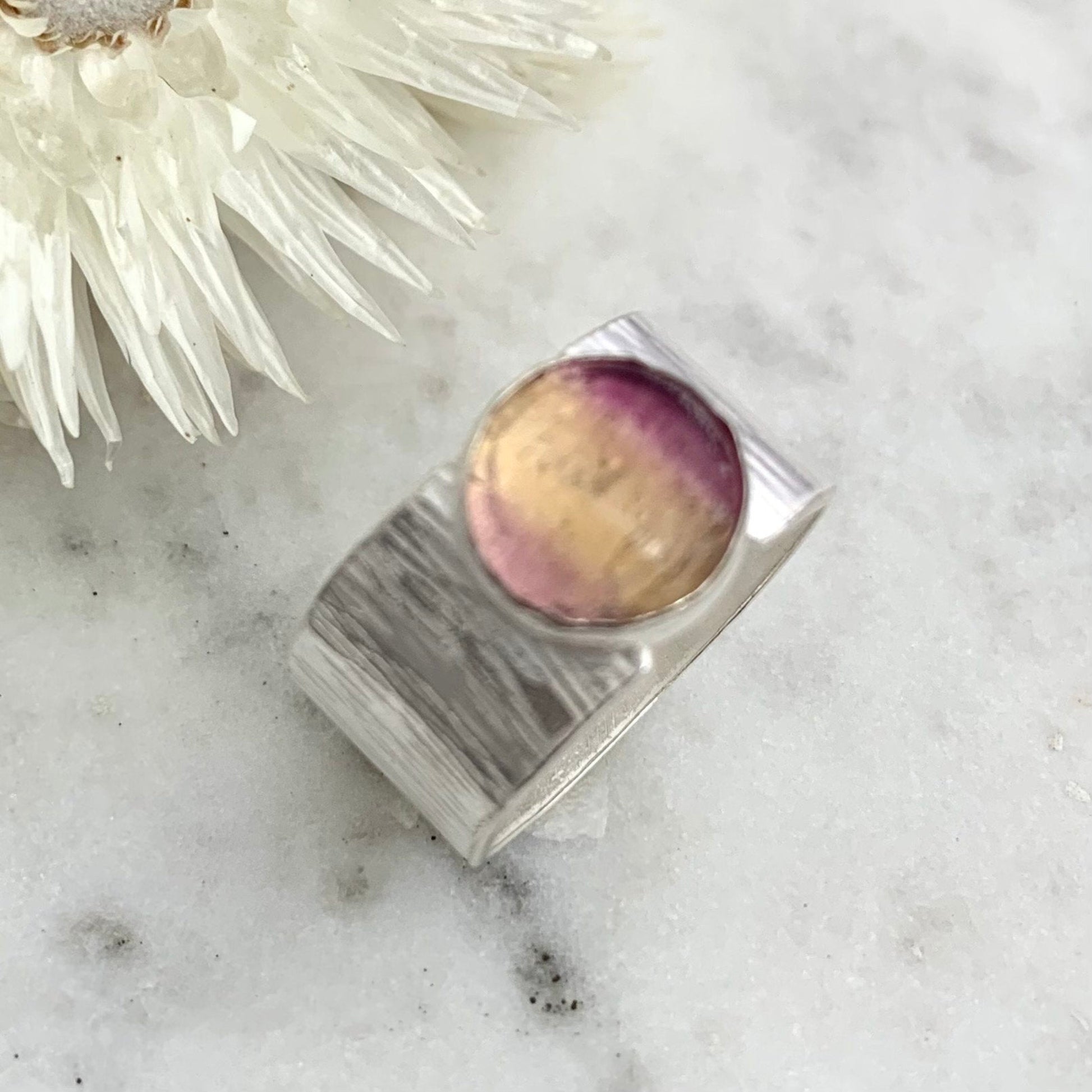 Rainbow Fluorite Gemstone Sterling Silver Ring 13