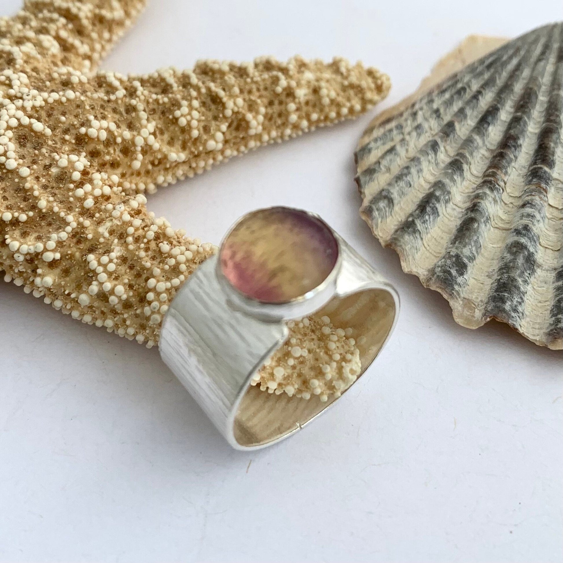 Rainbow Fluorite Gemstone Sterling Silver Ring 15