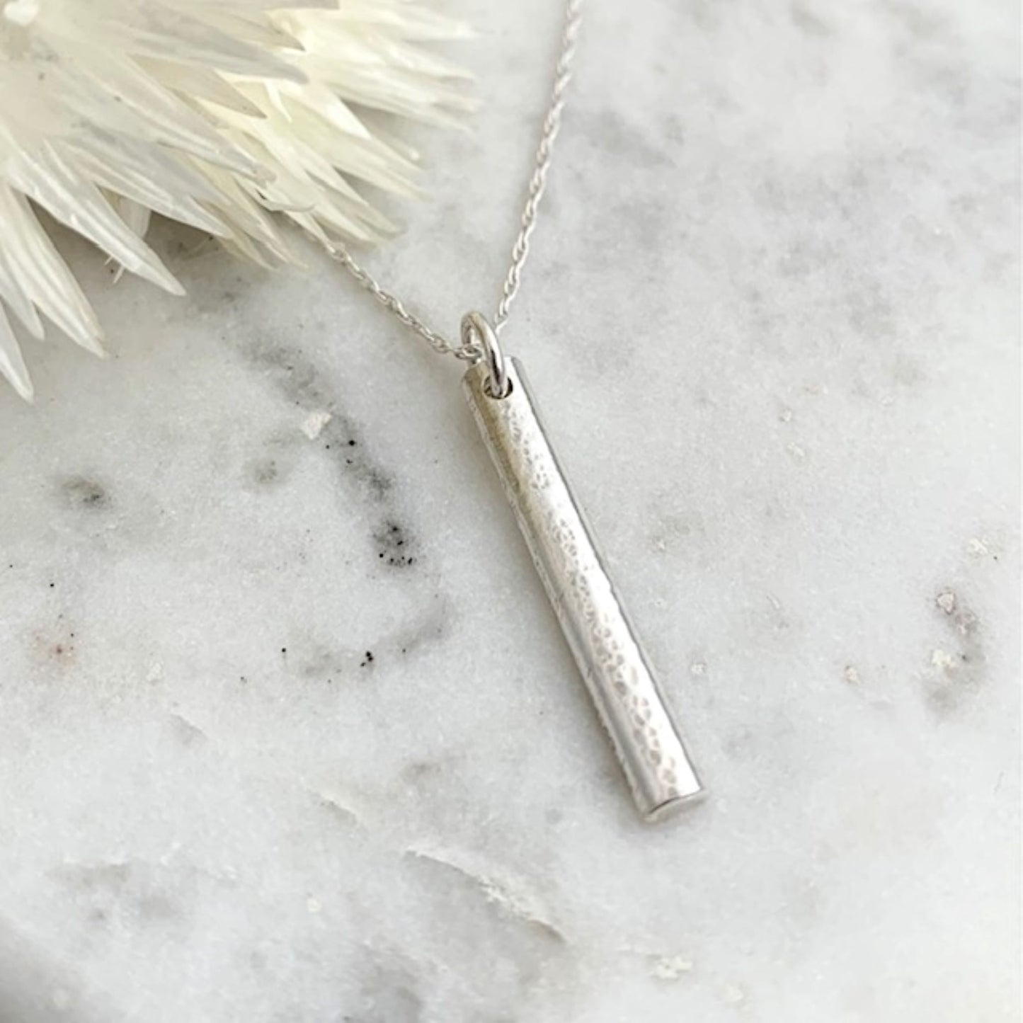 Rectangle Hammered Silver Pendant