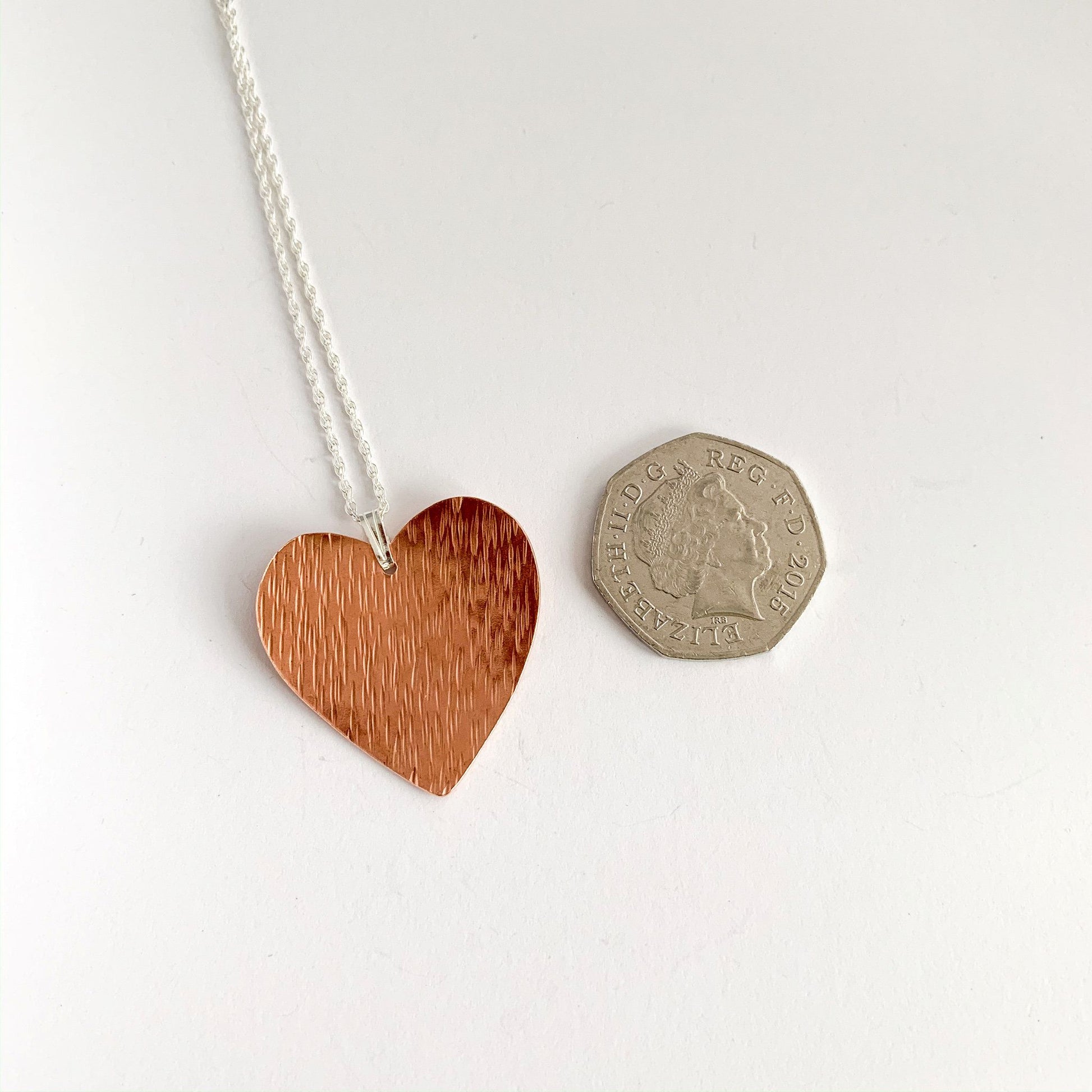 Rustic Hammered Copper Heart Necklace