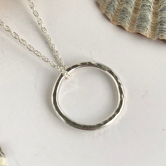 Rustic Textured Circle Necklace