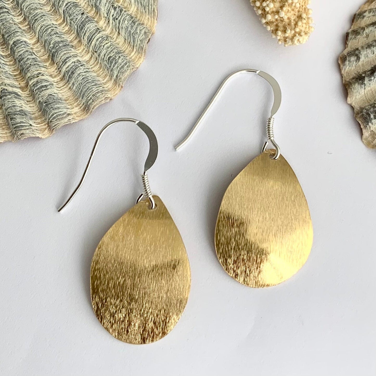 Shiny Teardrop Shape Brass Earrings