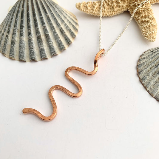 Snake Design Hammered Copper Necklace