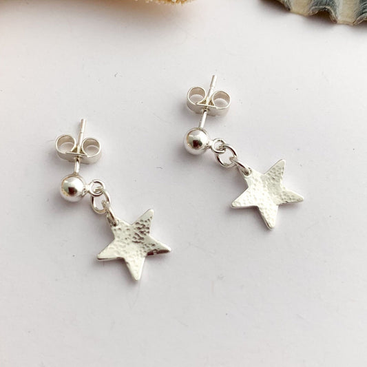 Star Stud Dangle Sterling Silver Earrings