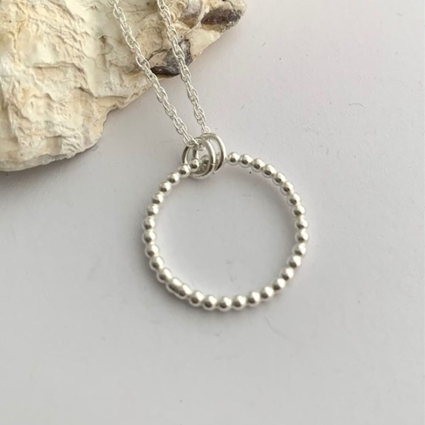 Sterling Silver 925 Beaded Wire Infinity Necklace