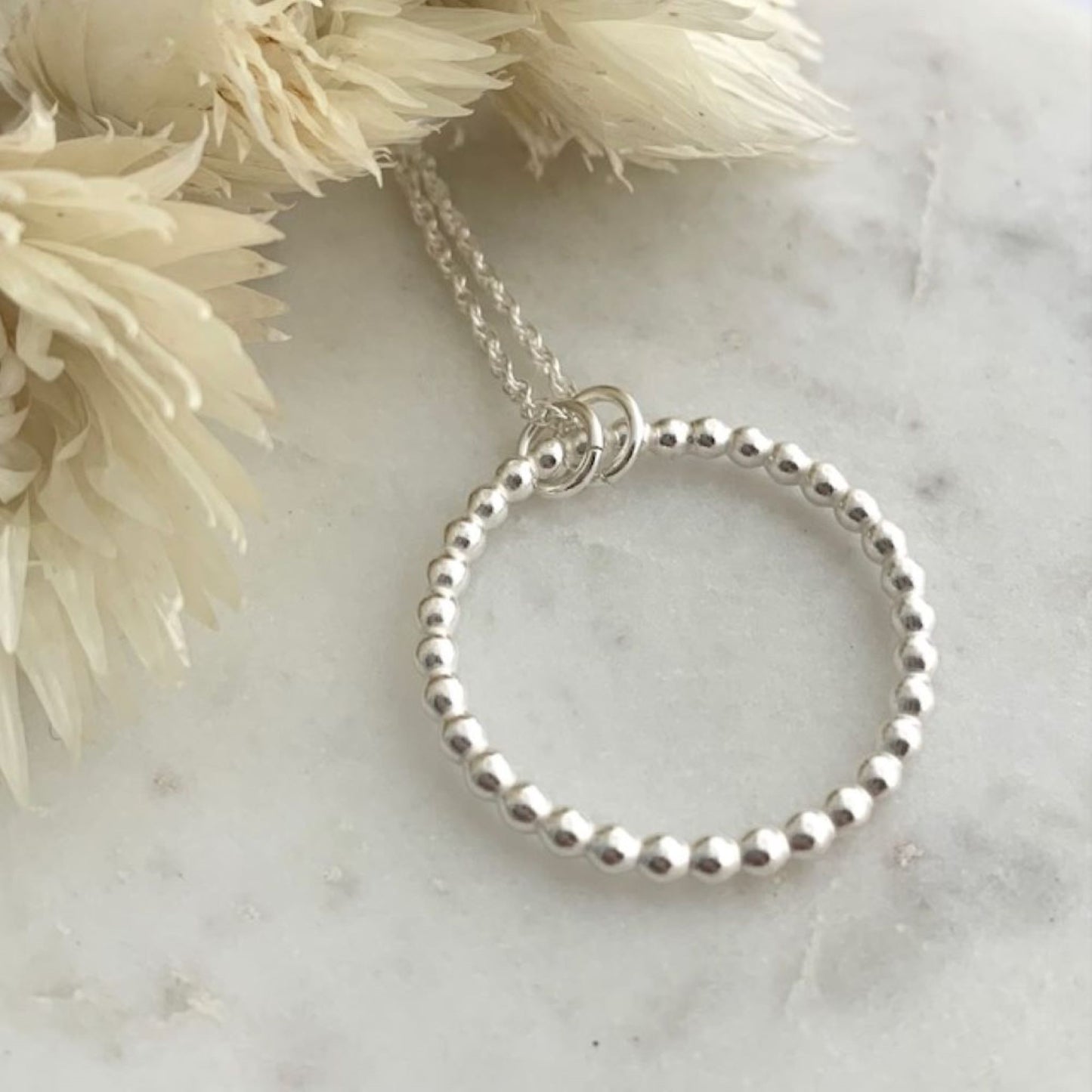 Sterling Silver 925 Circle Beaded Pendant