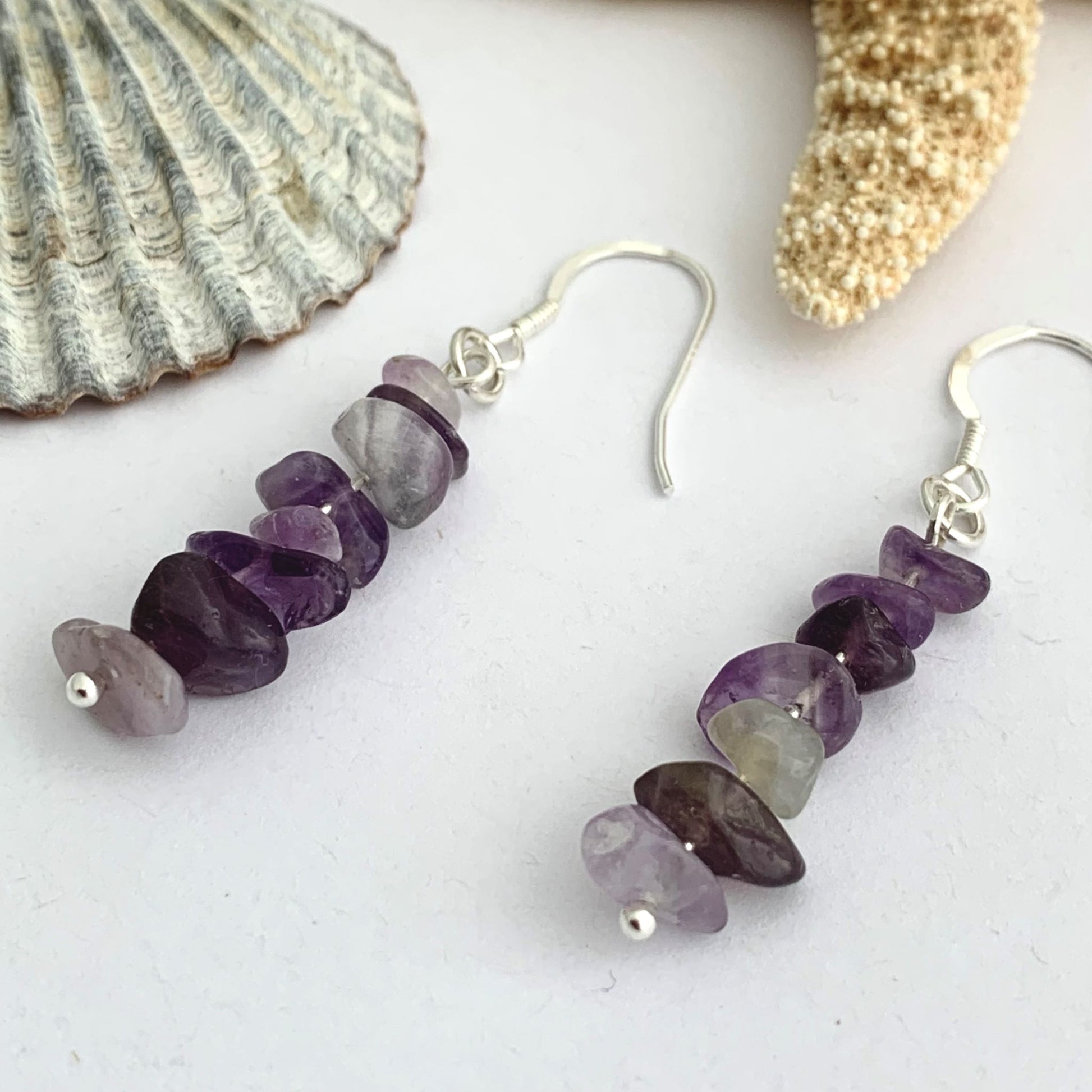 Sterling Silver Amethyst Gemstone Drop Earrings