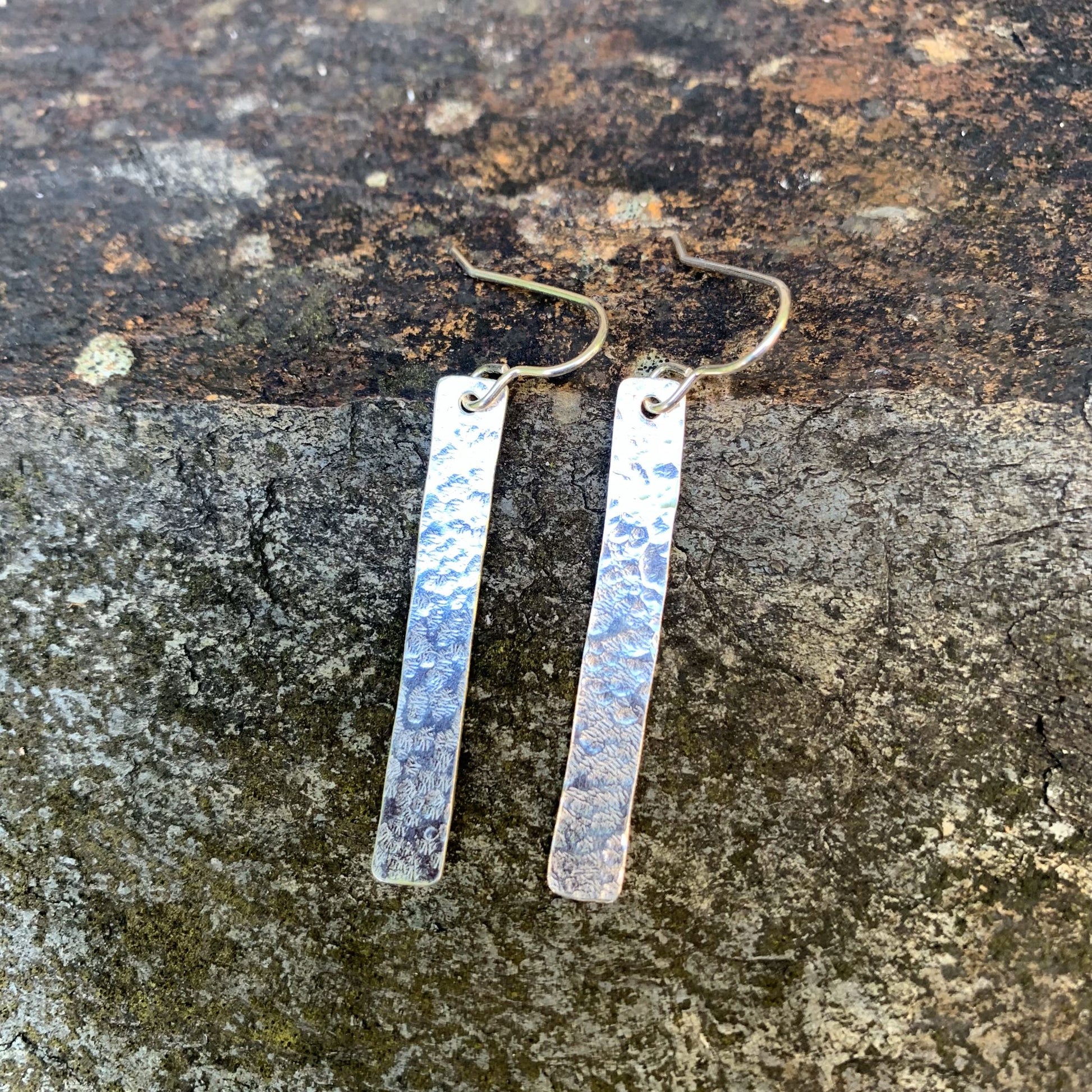 Sterling Silver Bar Textured Earrings