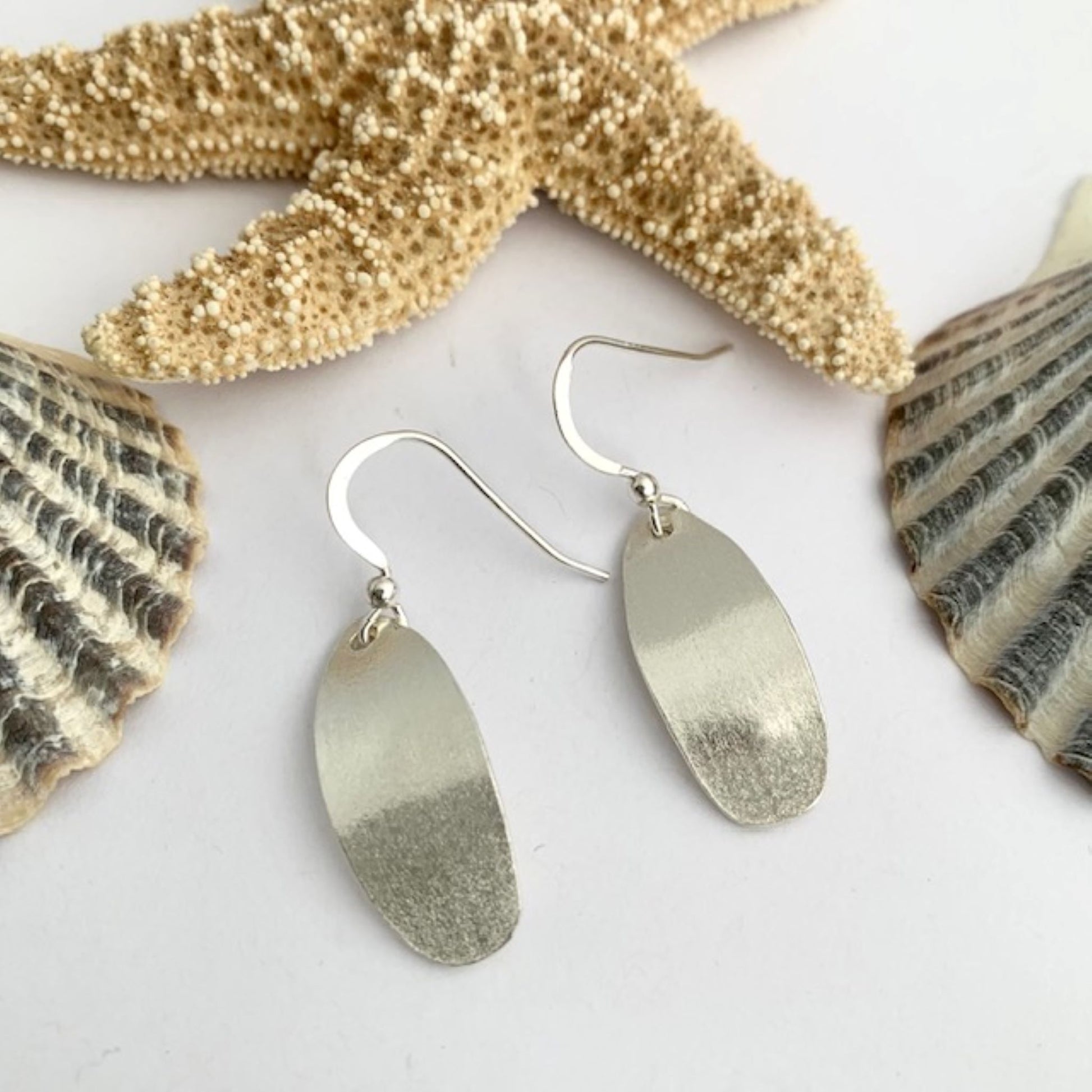 Sterling Silver Curved Oval Earrings