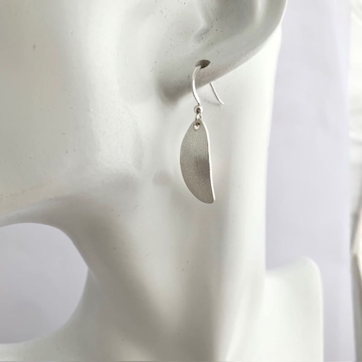 Sterling Silver Curved Oval Earrings