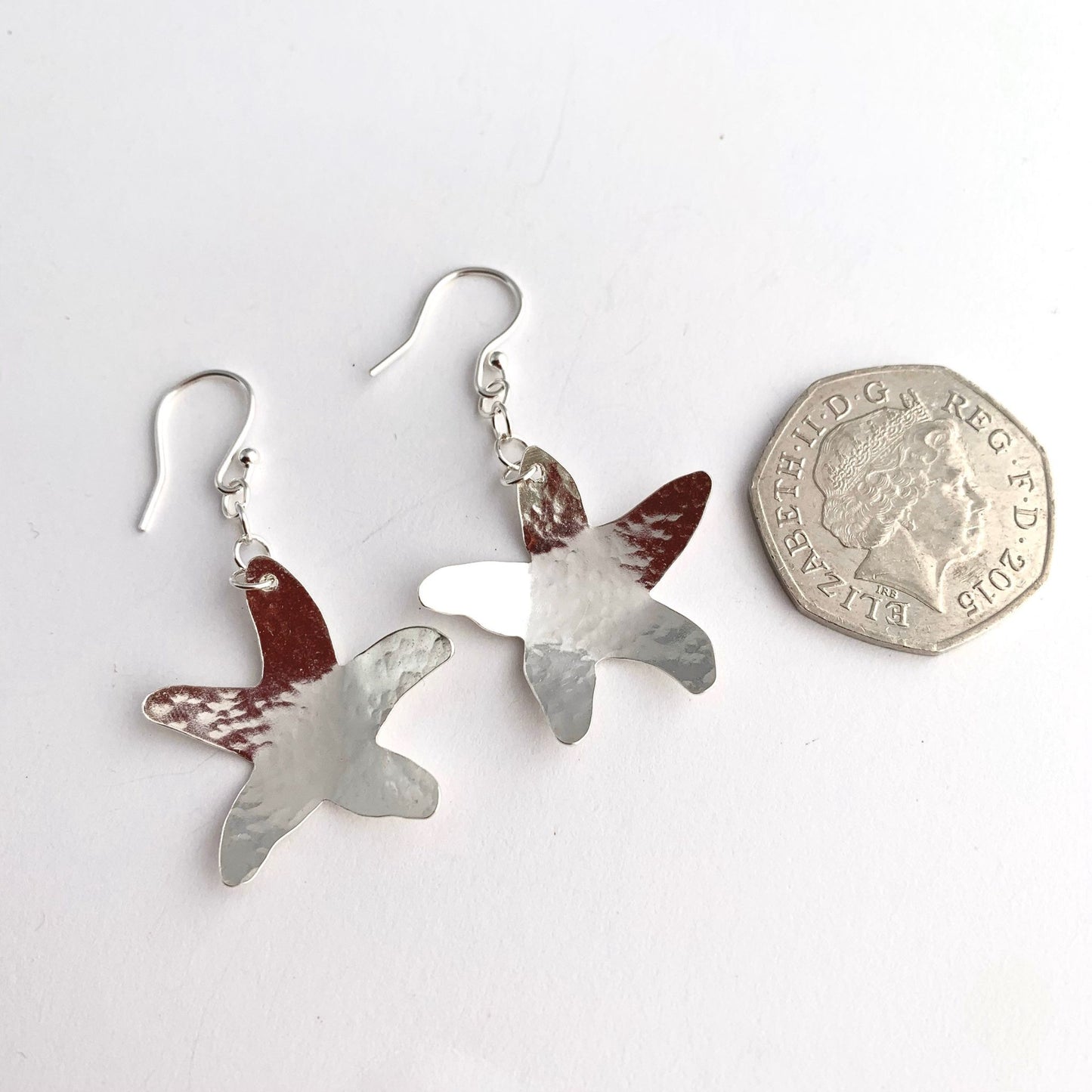 Sterling Silver Dangle Drop Starfish Earrings