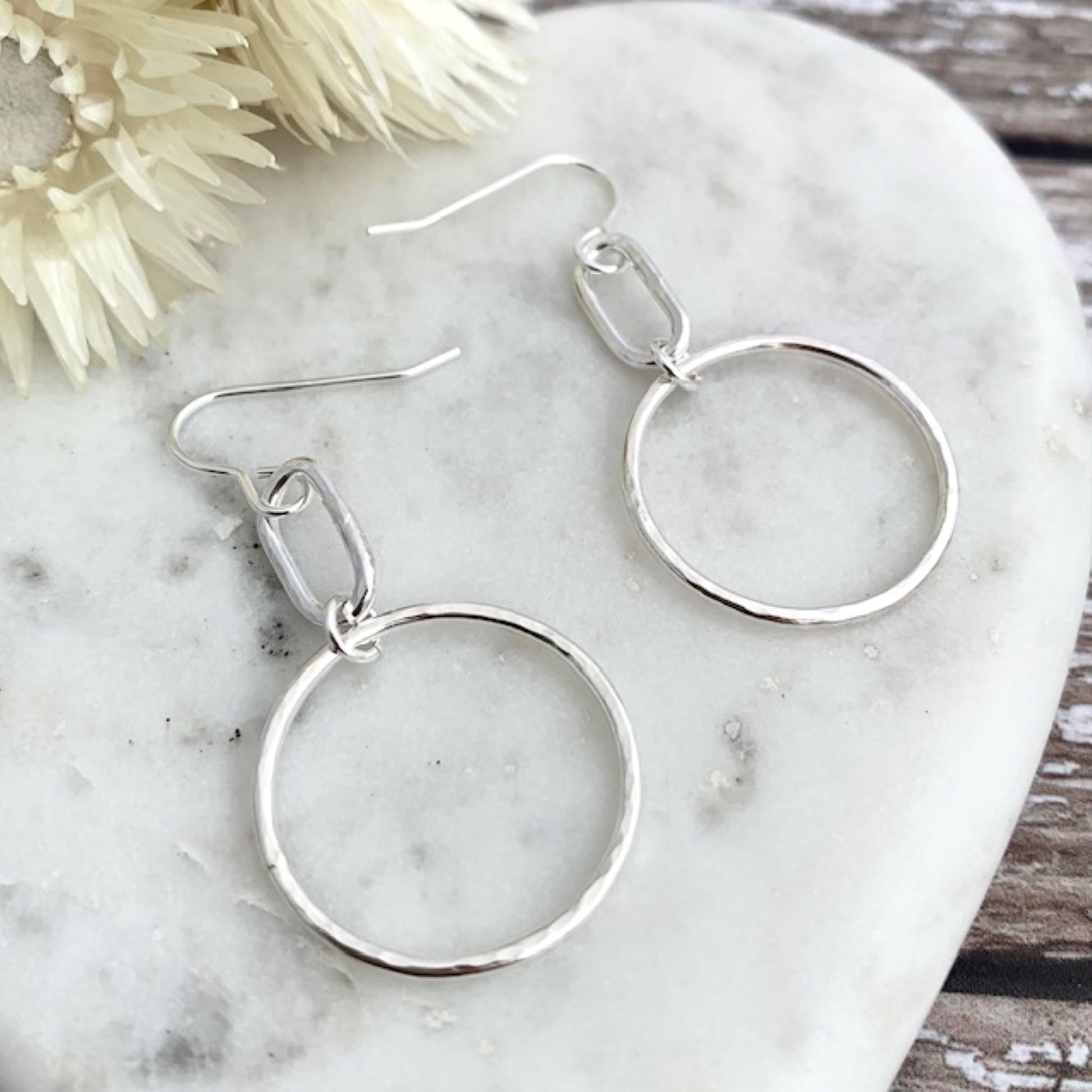 Sterling Silver Dangle Hoop Earrings