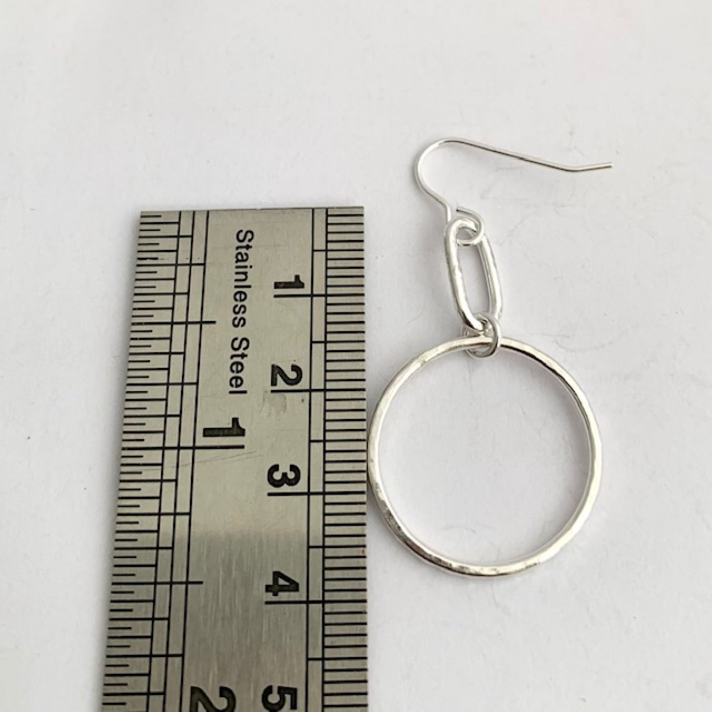 Hammered Sterling Silver Dangle Hoop Earrings