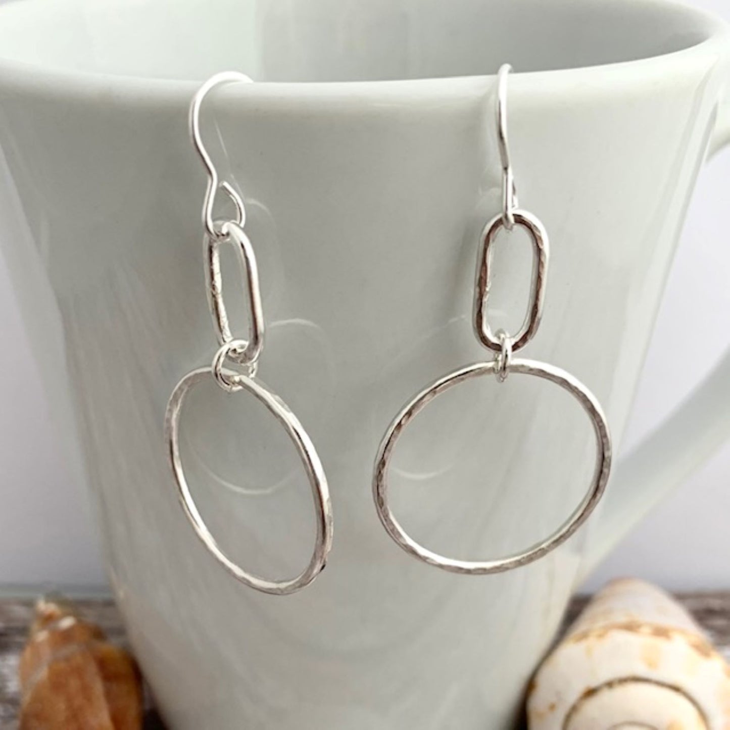 Sterling Silver Dangle Hoop Earrings