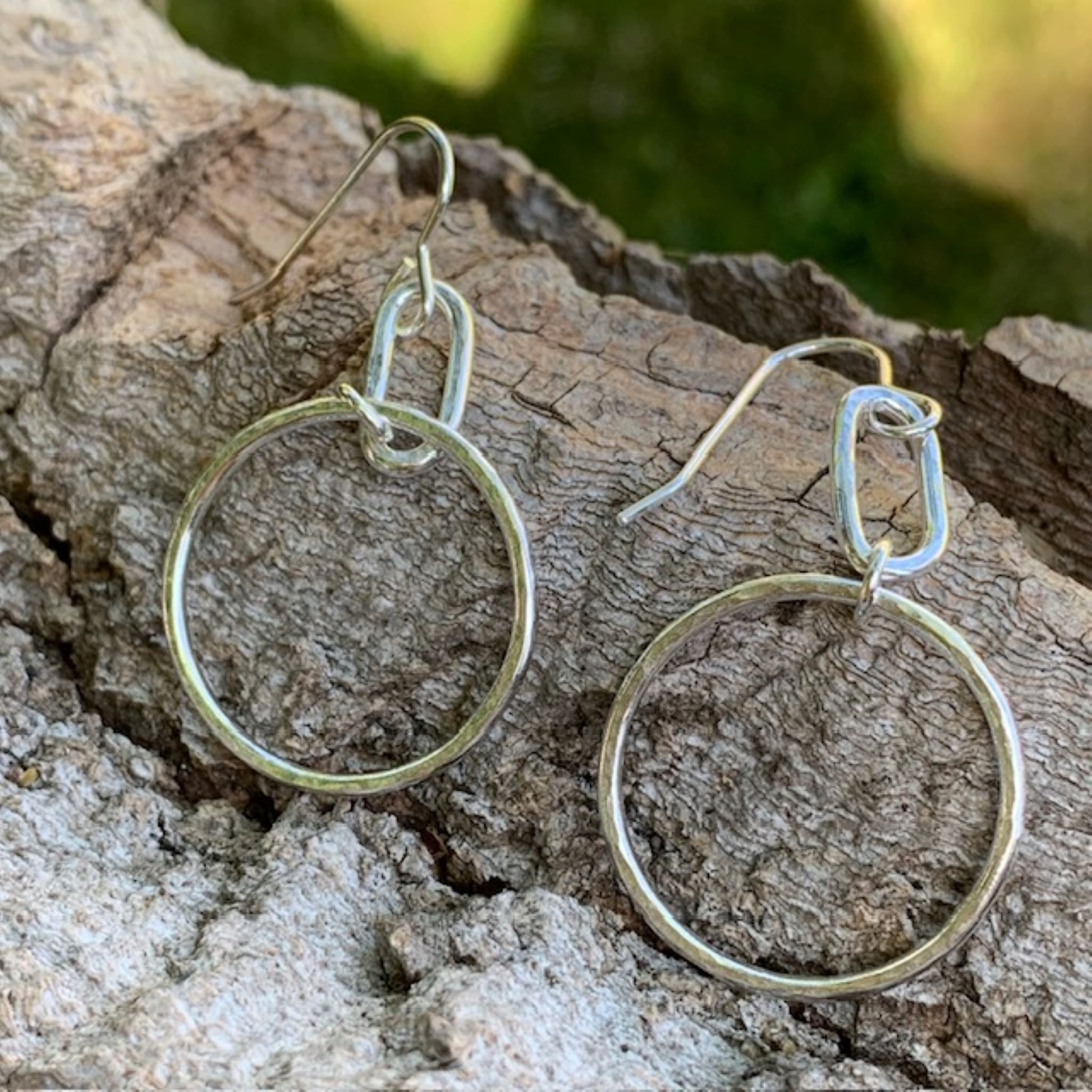 Sterling Silver Dangle Hoop Earrings